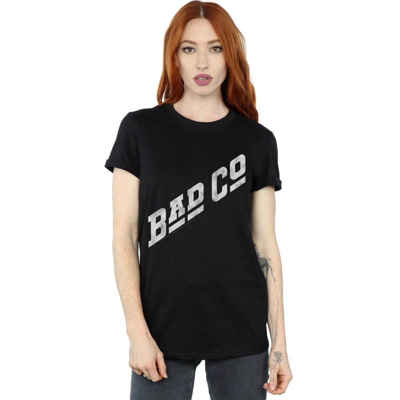 Distressed Logo Cotton Boyfriend T-Shirt