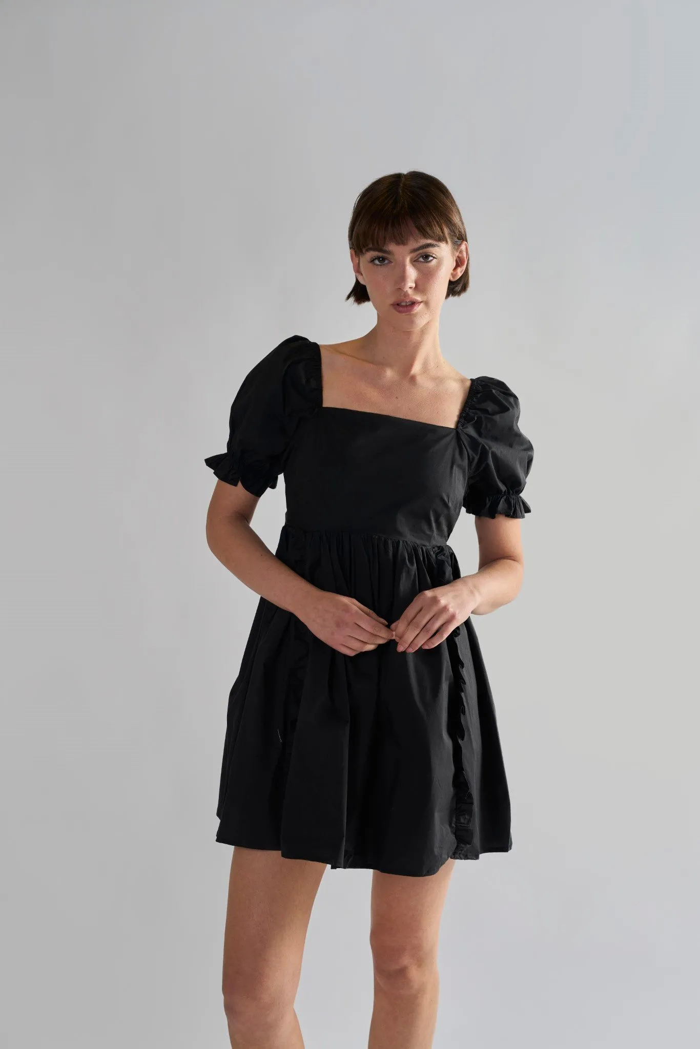 Ruffle Trim Babydoll Mini Dress