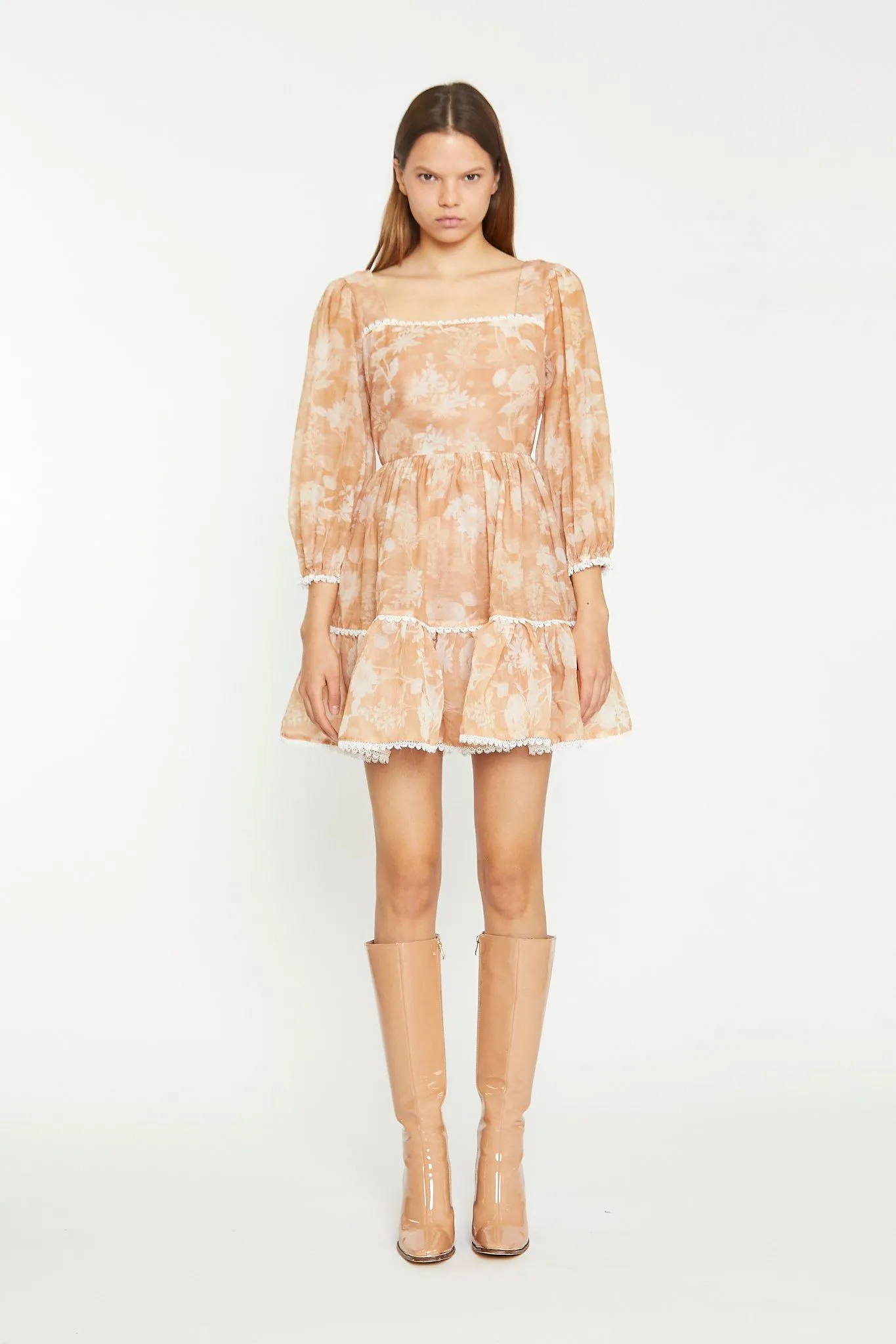 Square Neck Tiered Skater Mini Dress