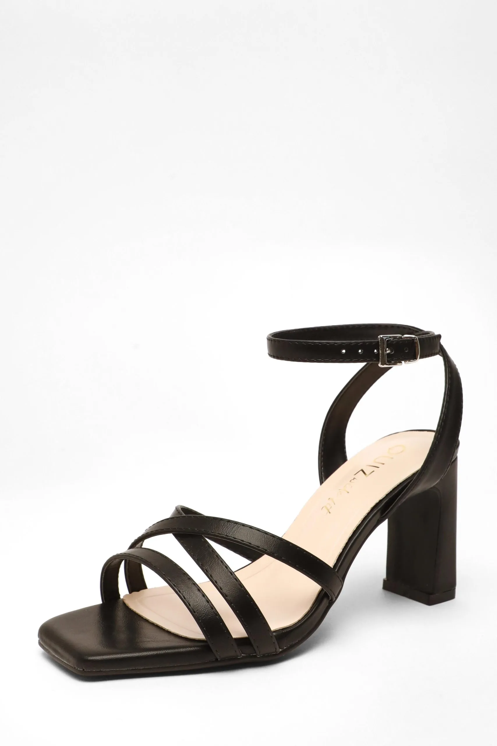 Wide Fit Faux Leather Strappy Heeled Sandals