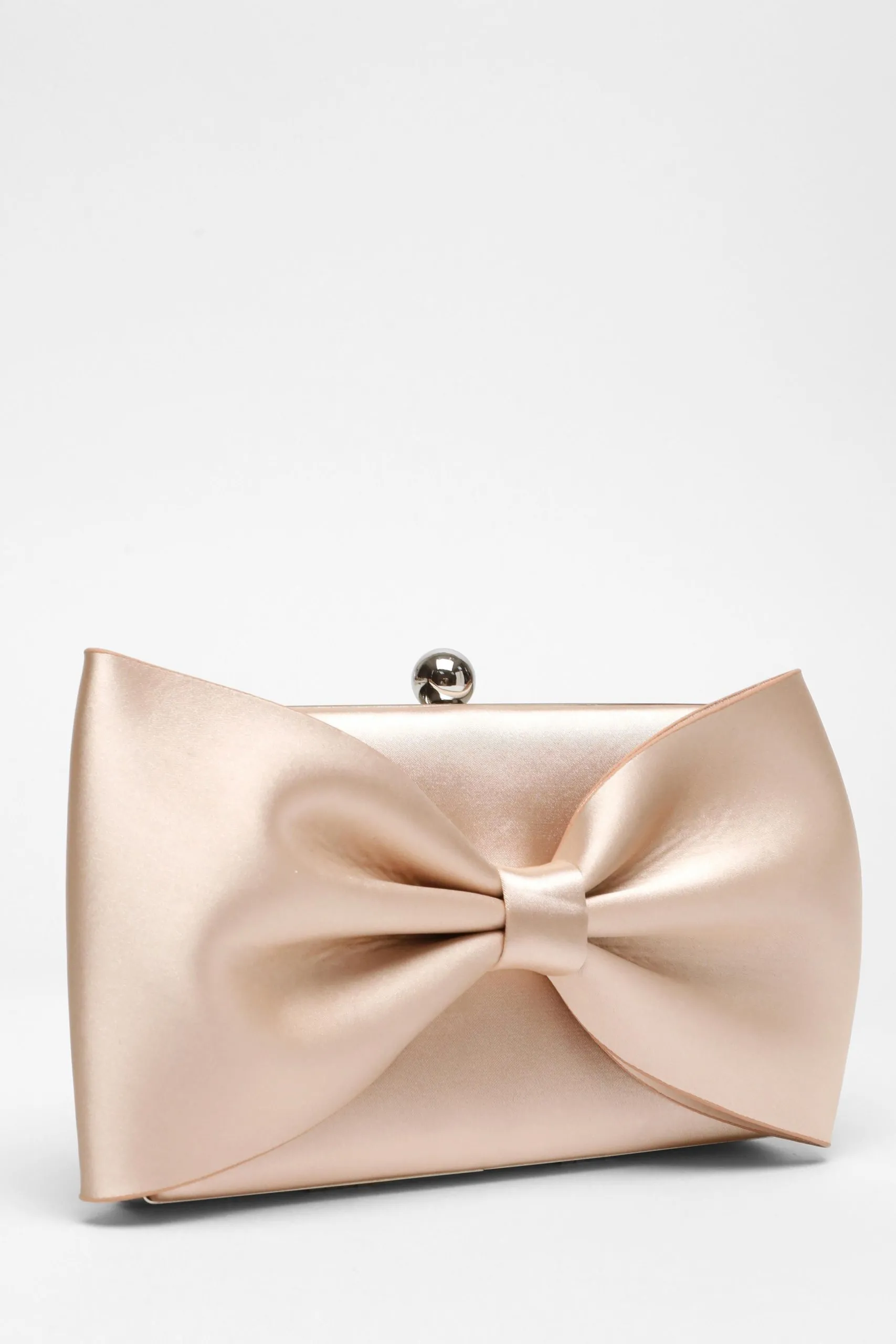 Off White Satin Bow Clutch Bag