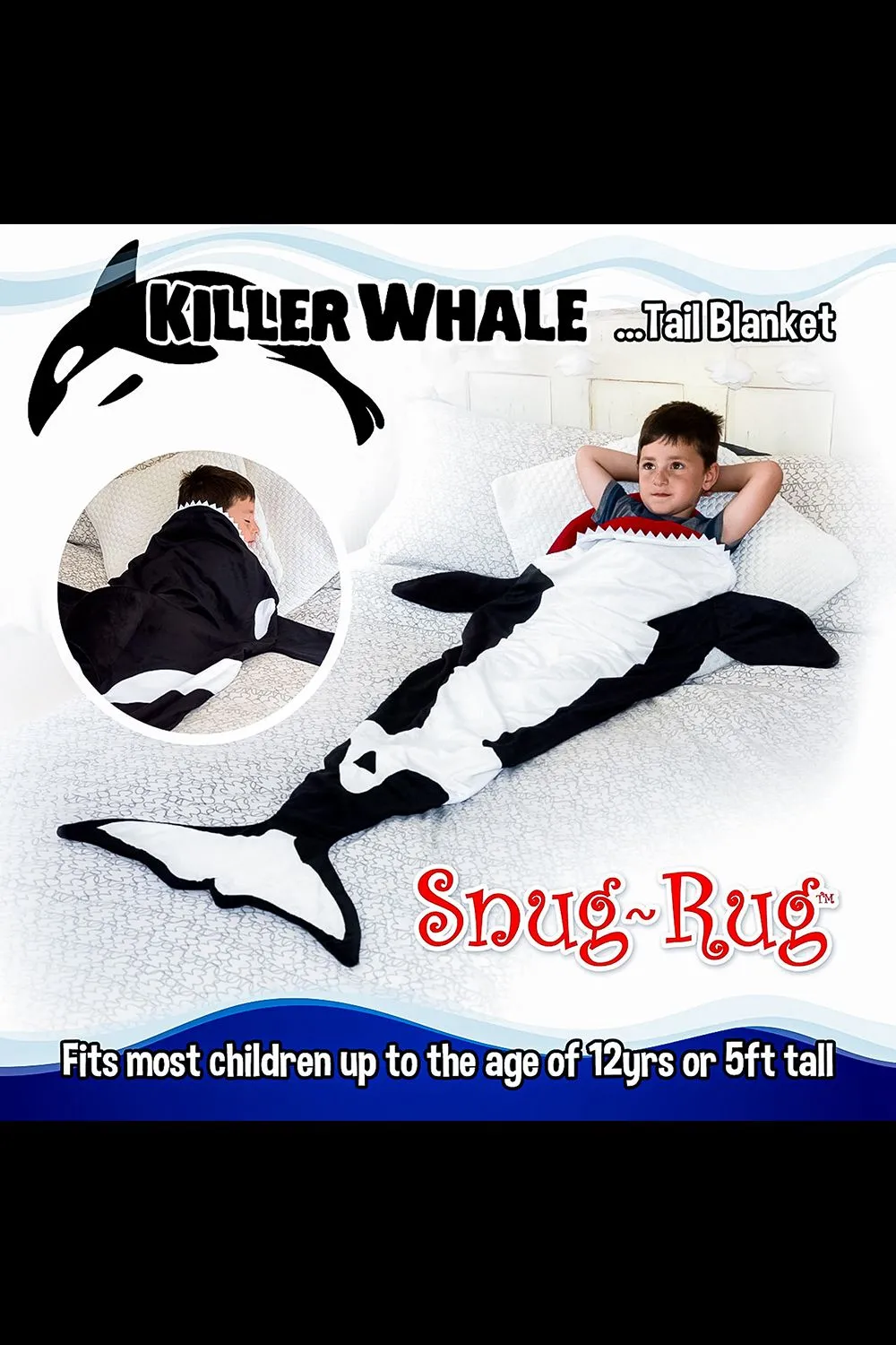 Killer Whale Tail Kids Blanket