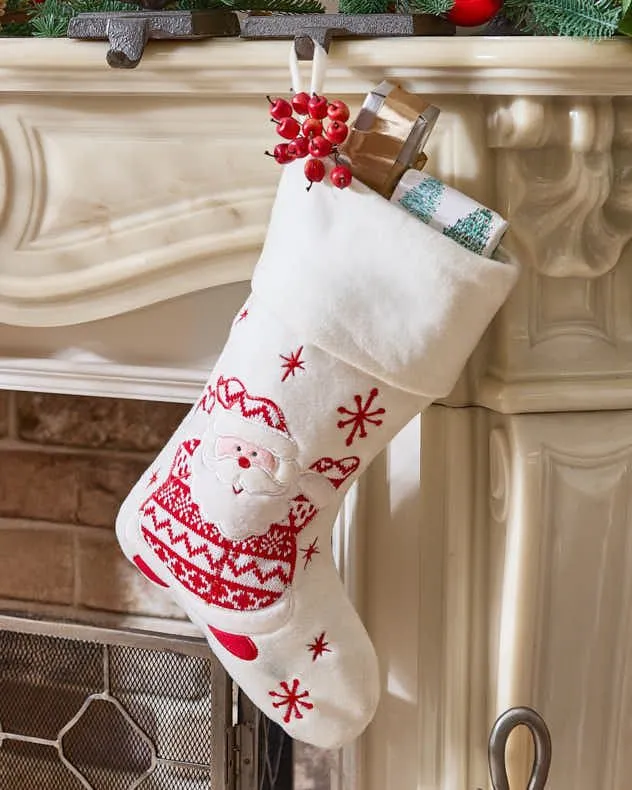 Set of 4 Snowy Santa Children's Xmas Gift Decoration Christmas Stocking