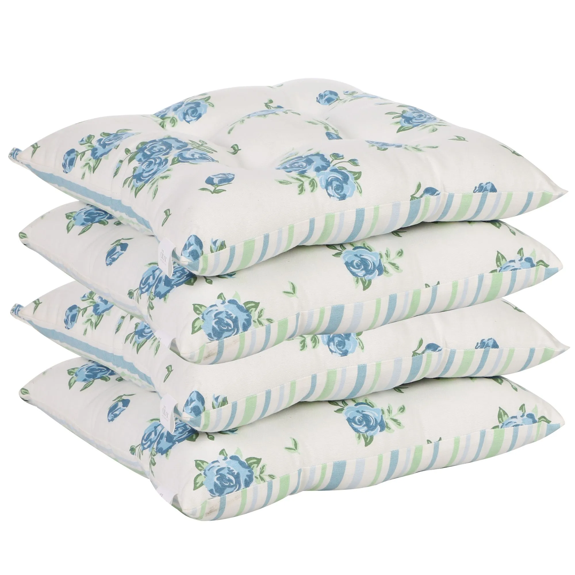 Set of 4 Floral Indoor Outdoor Chair Seat Pad Garden Furniture Cushions (L)40cm x (W)40cm