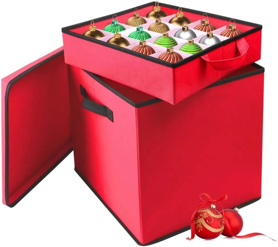 Christmas Tree 64 Bauble Decorations Box Bag Holder With 4 Trays