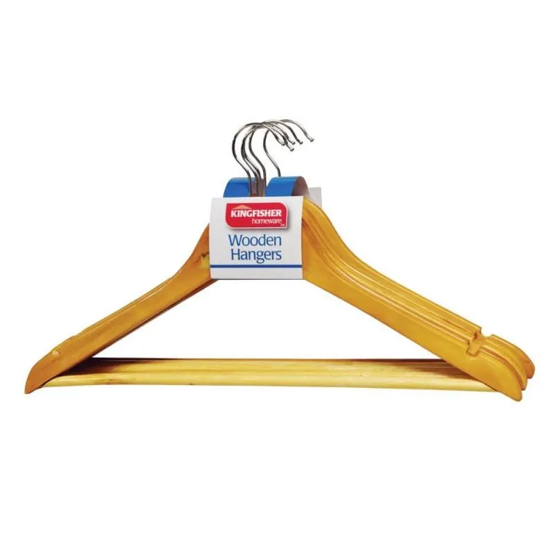 20 Pack Adult Wooden Coat Hangers with Notch & Bar