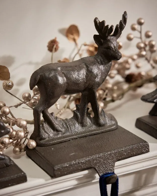 Set of 2 Cast Iron Reindeer Decorative Fireplace Stocking Holder Christmas Stocking Holders