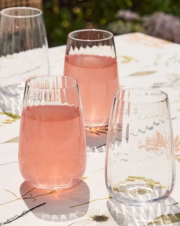 Set of 4 Ribbed Vintage Highball Glasses Tumblers