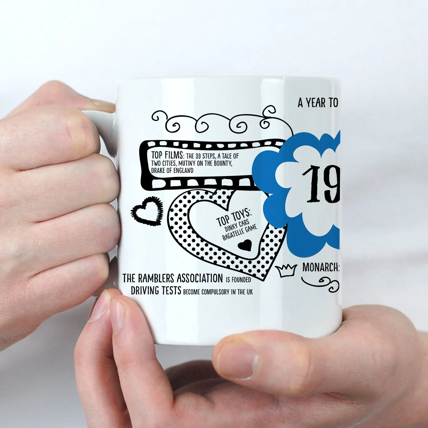 Blue Fun Facts born in 1935 90th Birthday Mug