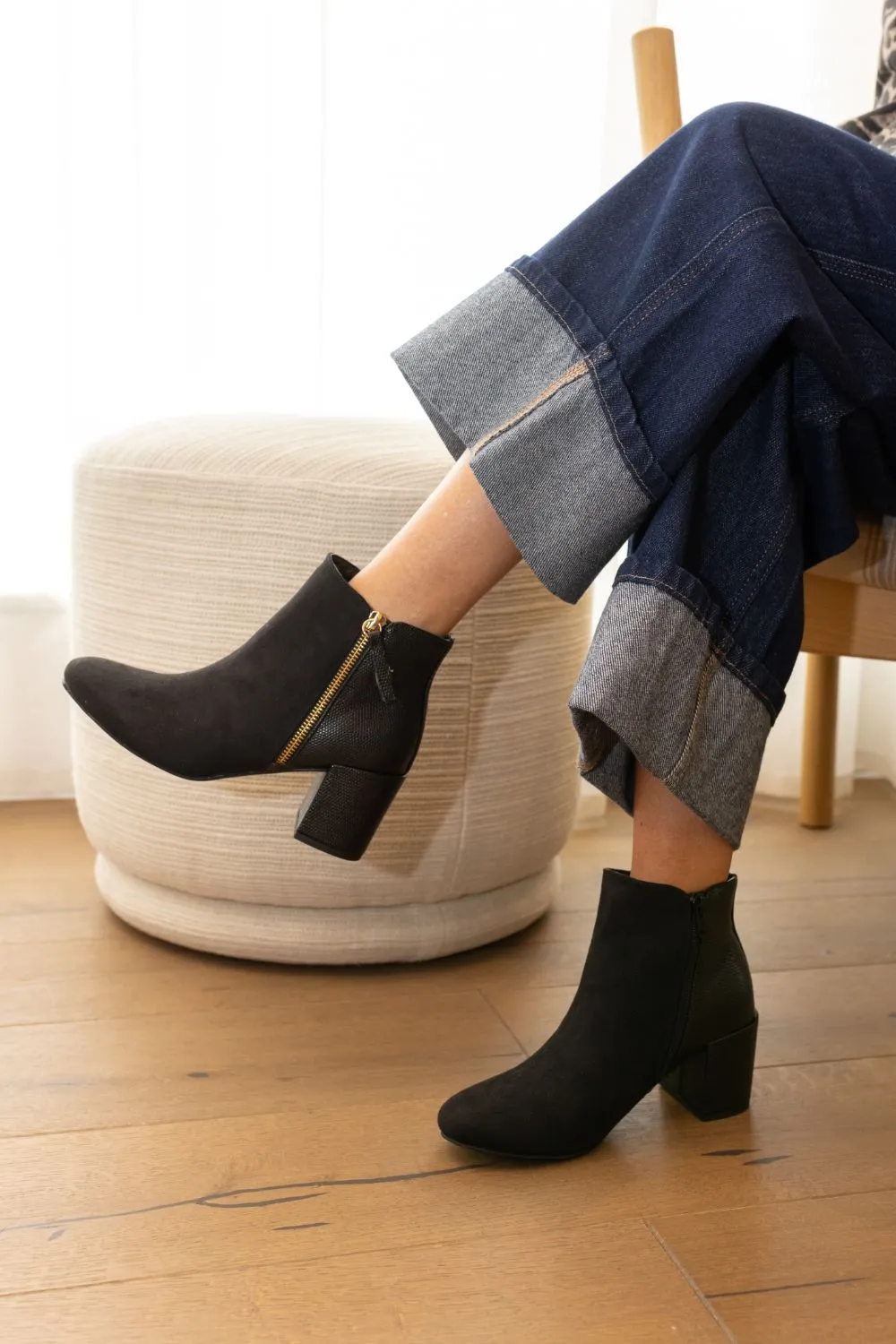 Davion Zip Block Heel Ankle Boot