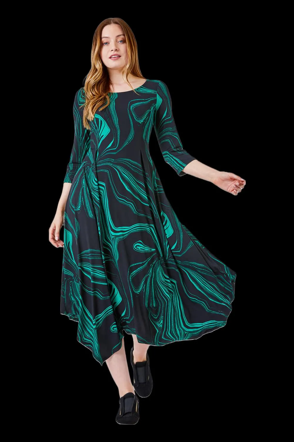 Abstract Marble Print Midi Dress