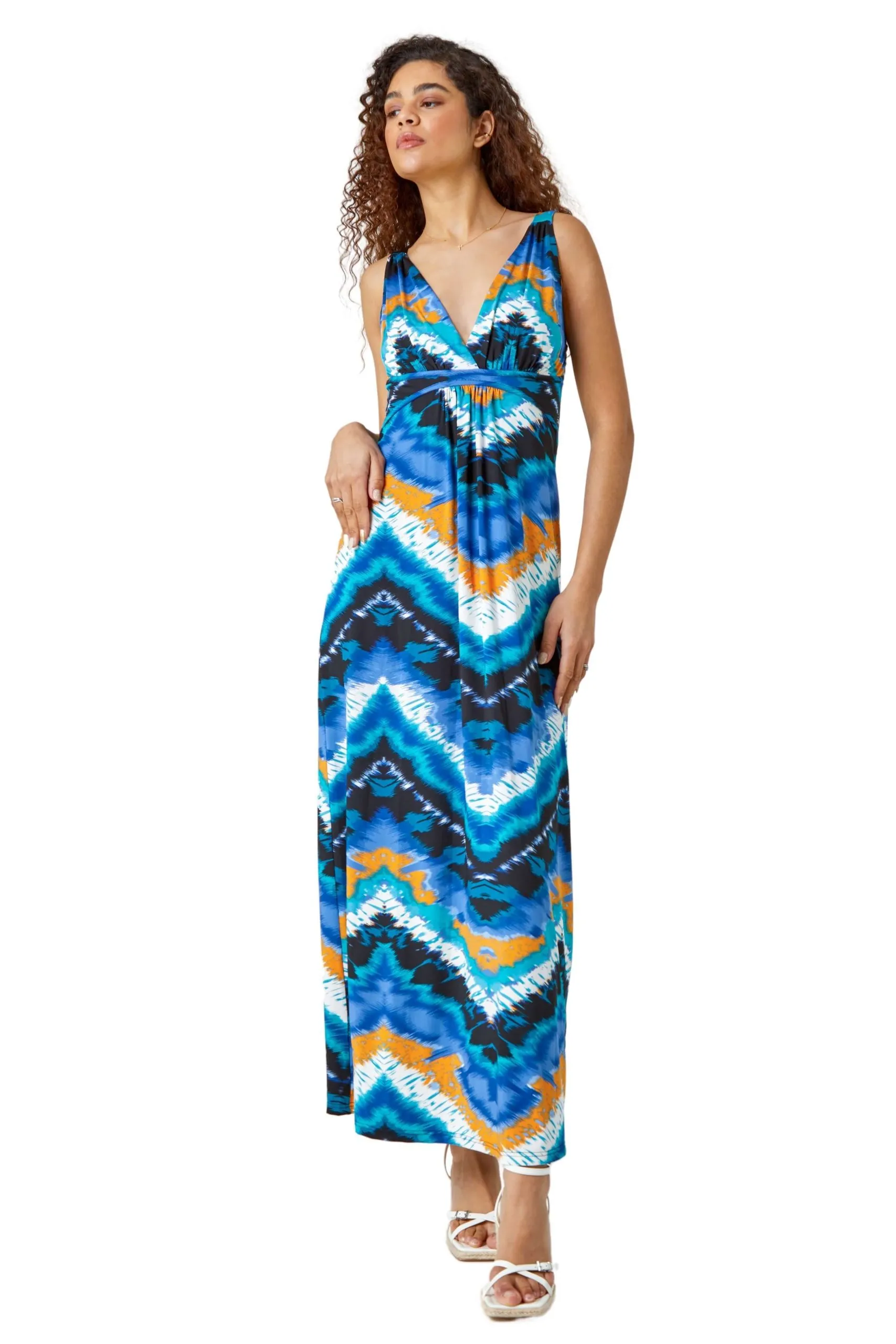 Abstract Print Maxi Stretch Dress