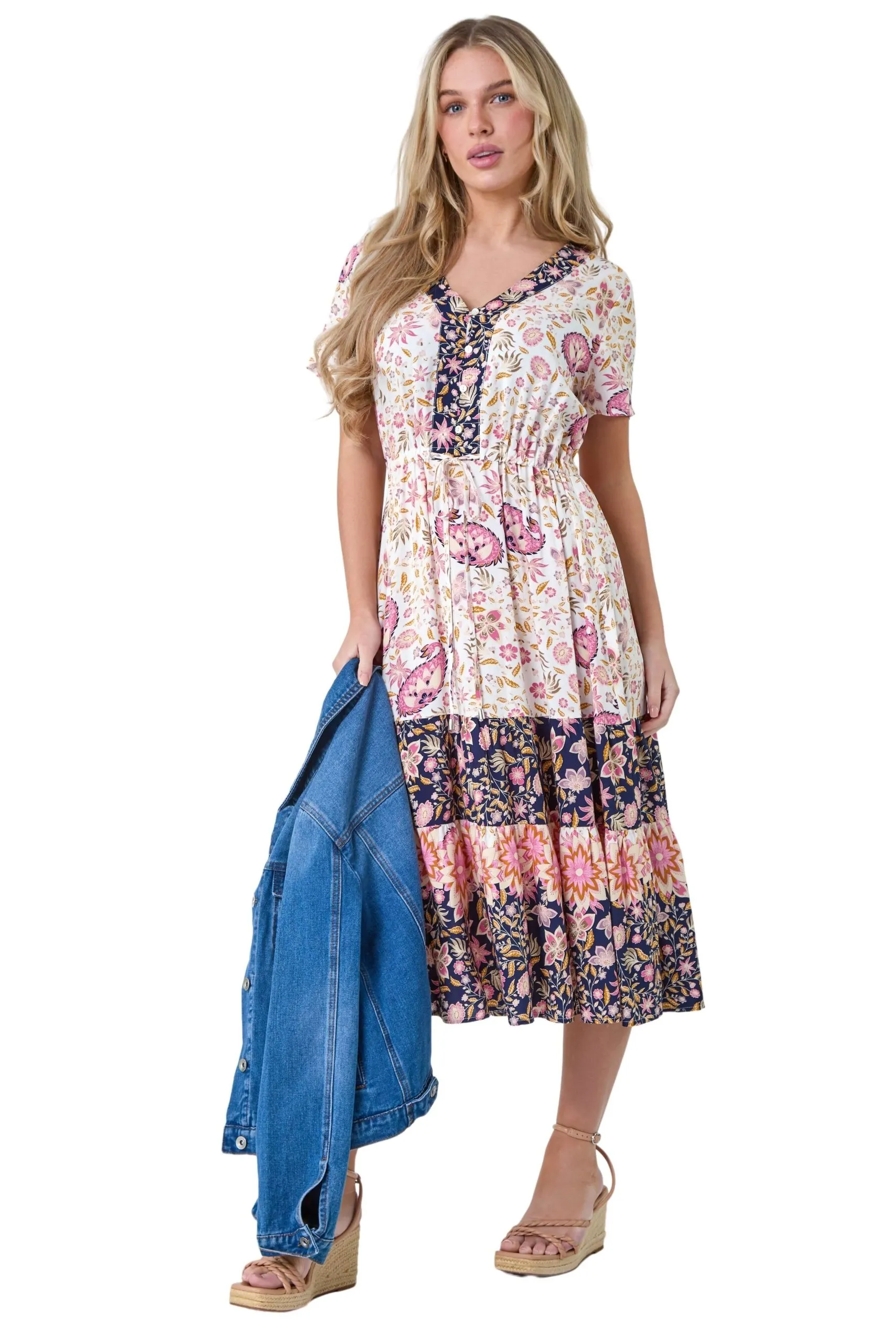 Petite Floral Border Print Midi Dress