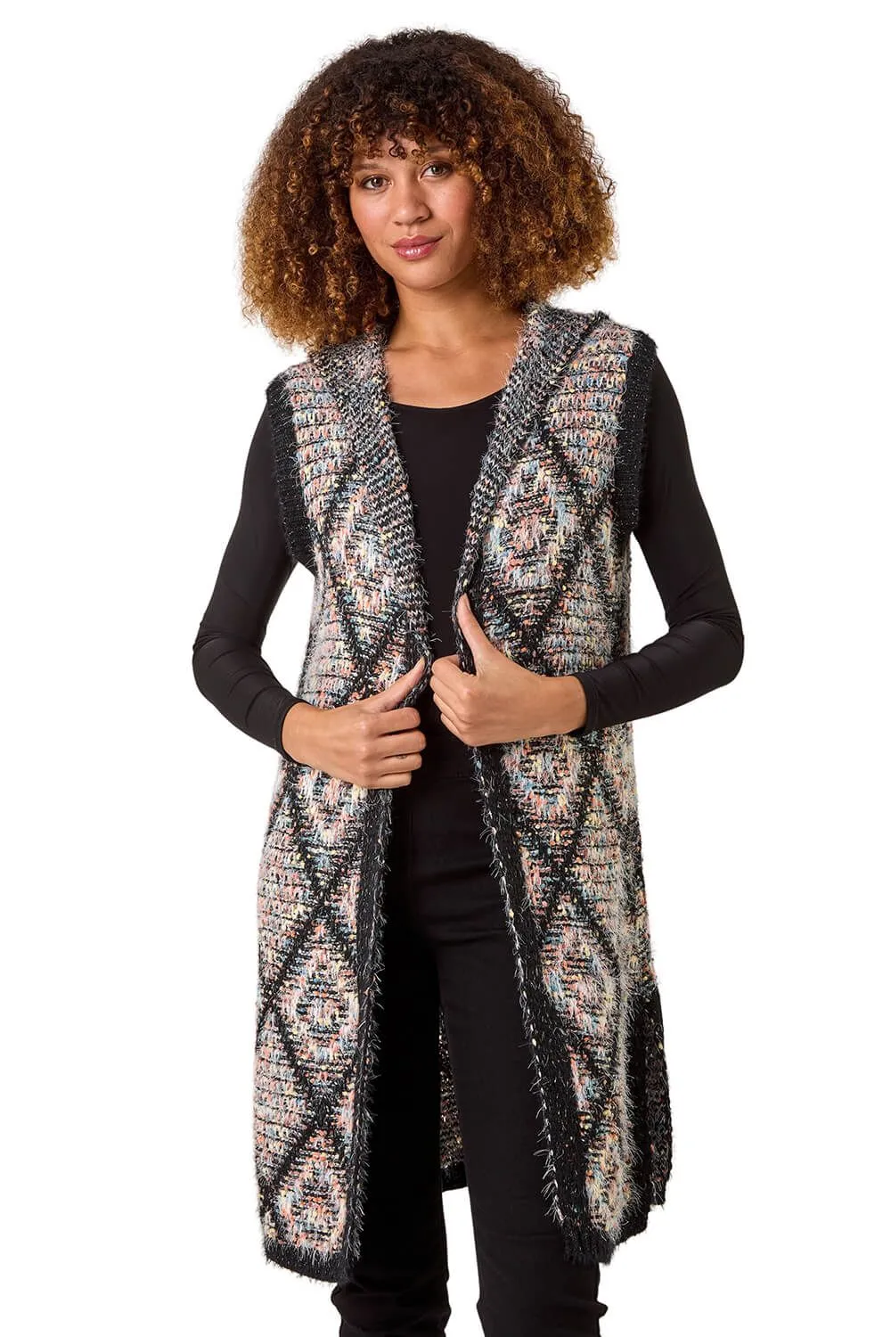 Diamond Hooded Knit Gilet