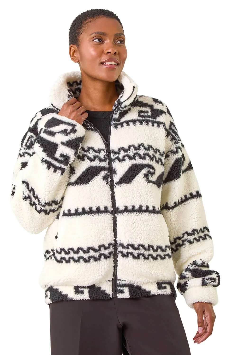 Aztec Printed Fleece Jacket