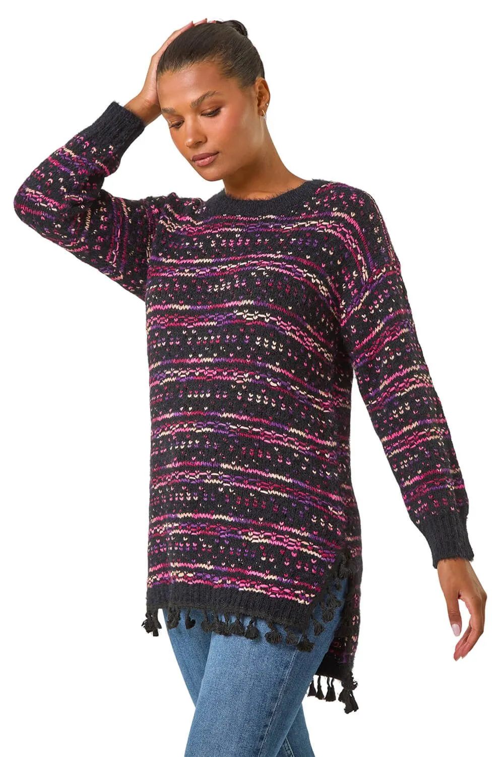 Boucle Fringe Hem Tunic Jumper