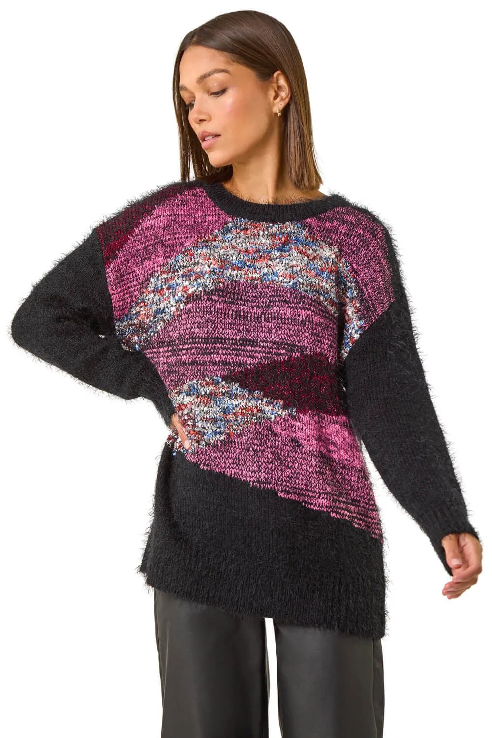 Contrast Space Dye Knit Jumper