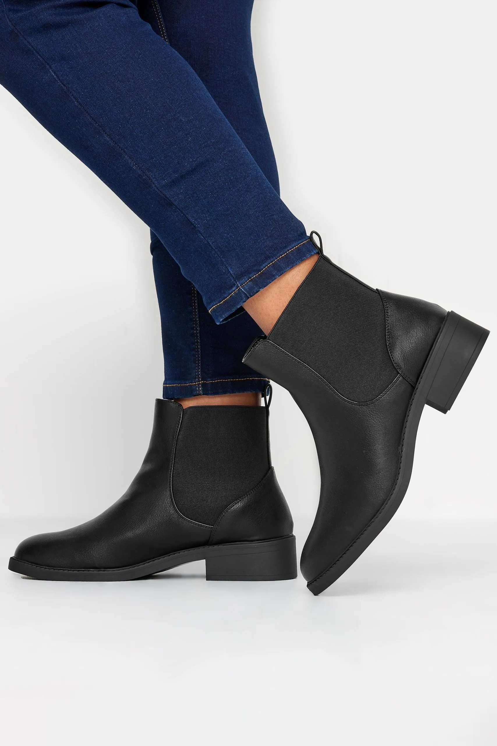 Wide & Extra Wide Fit Faux Leather Elasticated Chelsea Boots