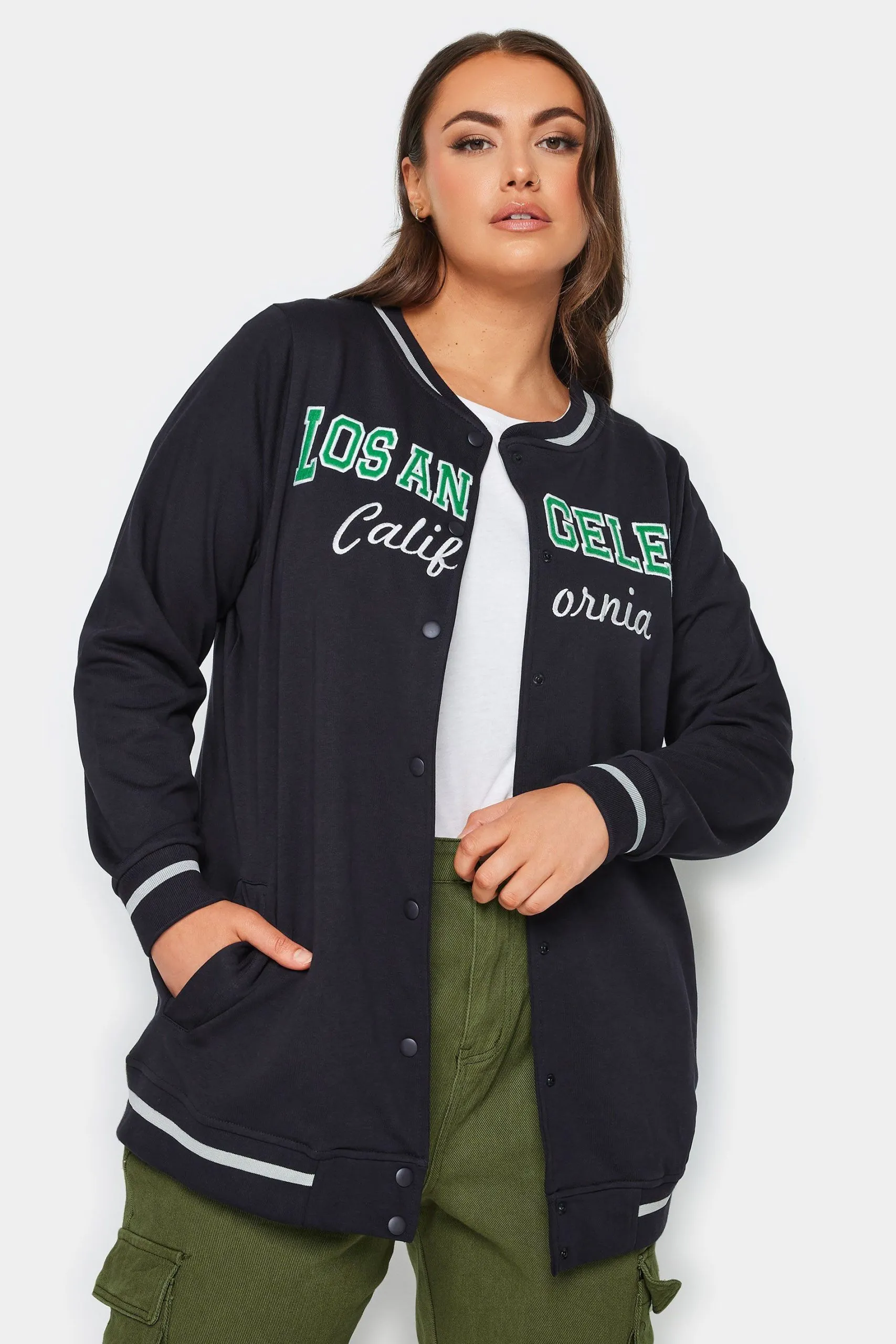 'Los Angeles' Slogan Varsity Bomber Jacket