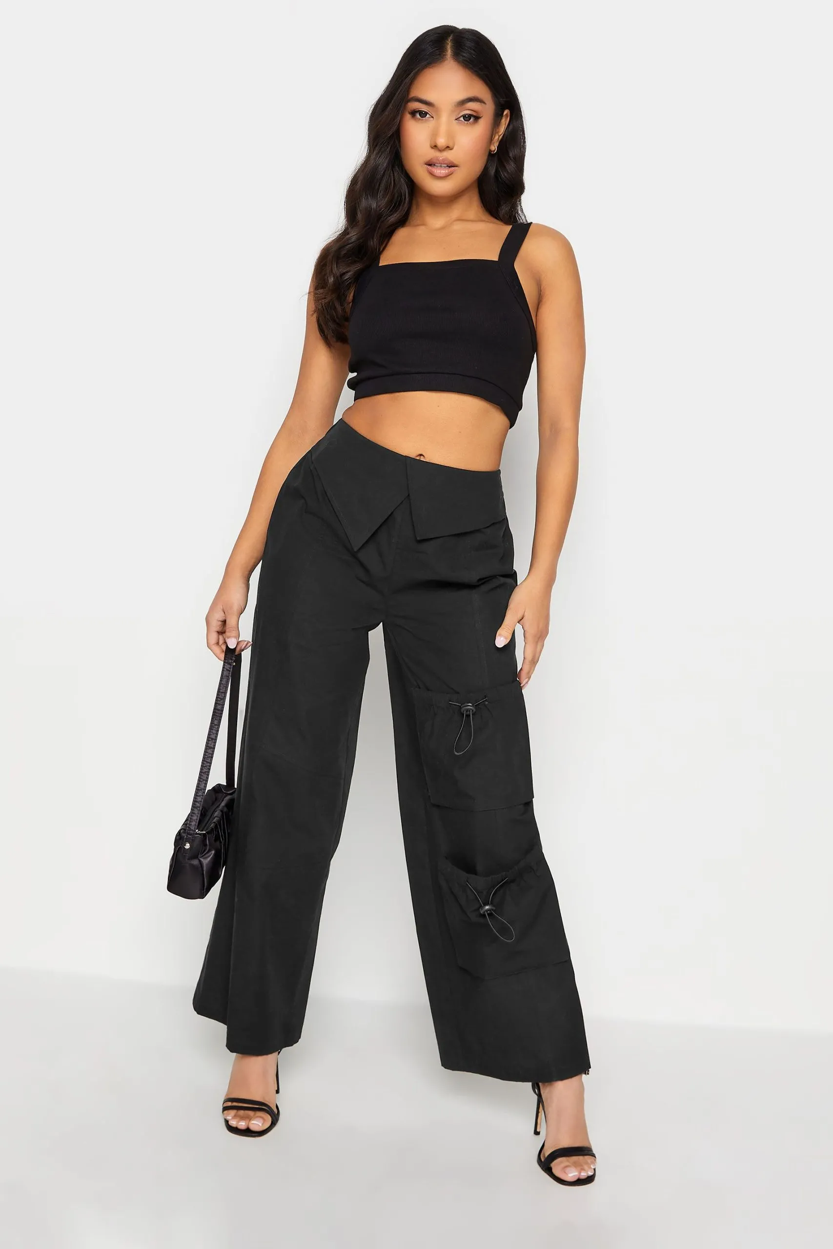 Petite Fold Over Waist Cargo Trousers