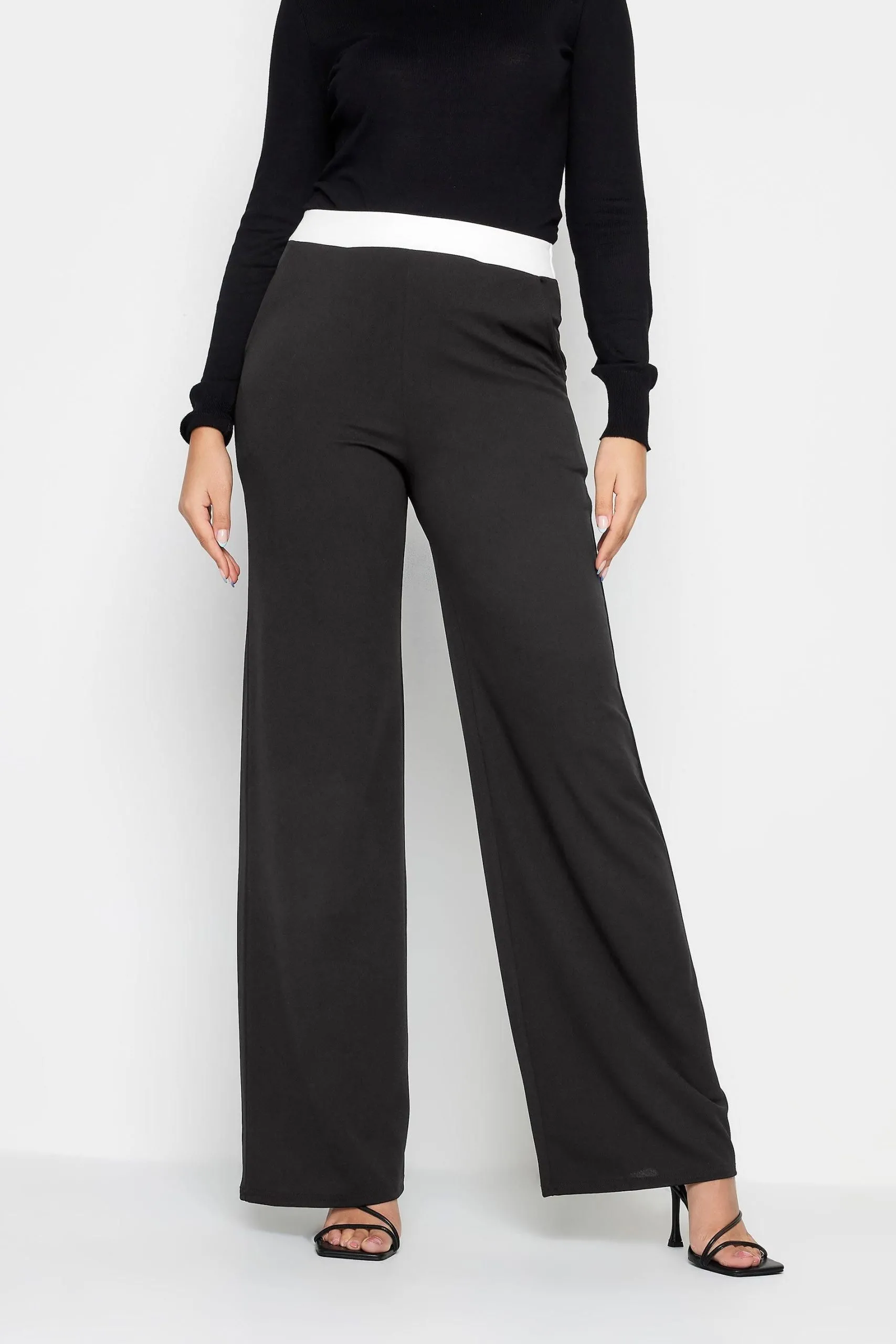 Tall Contrast Waistband Wide Leg Trousers