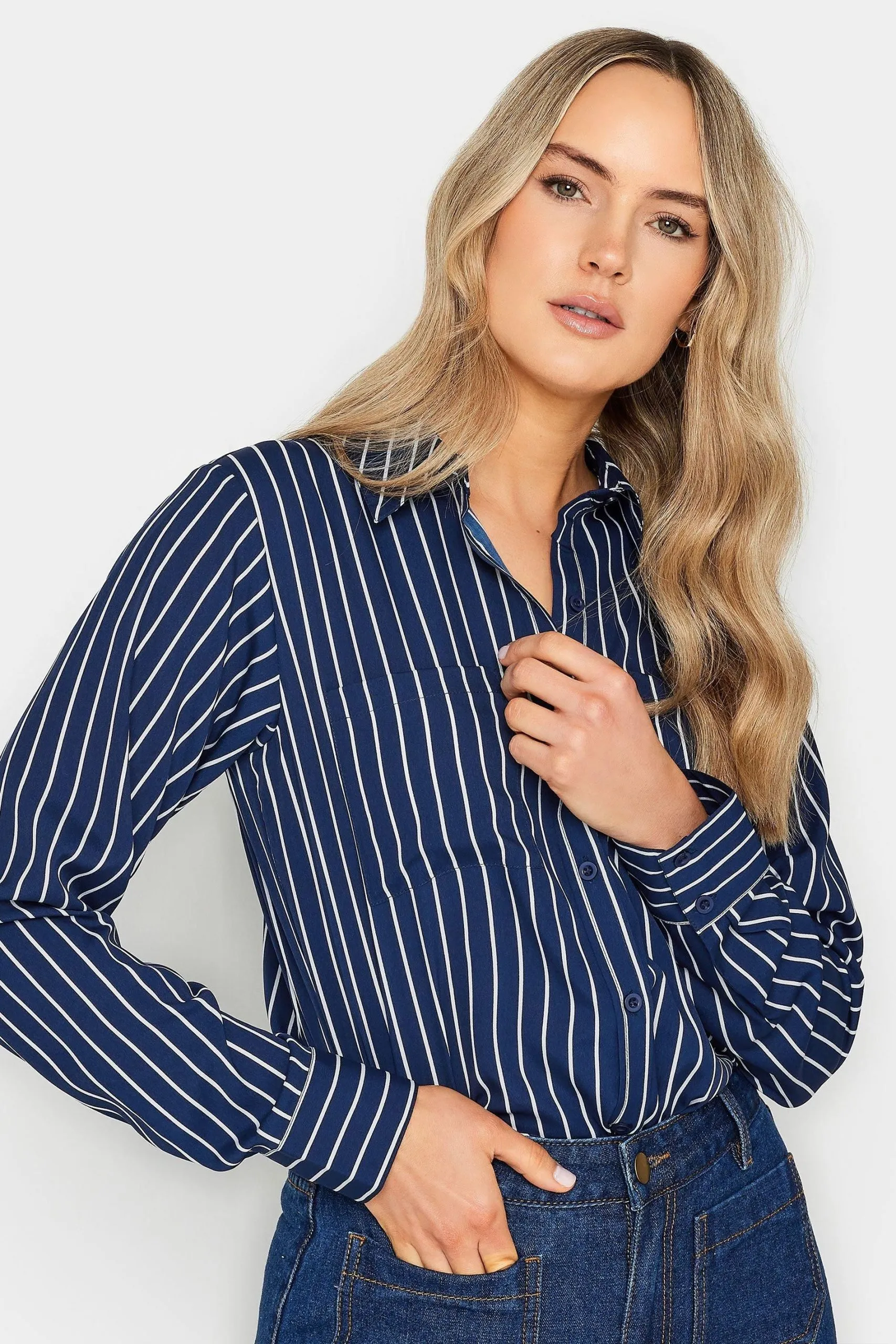 Tall Stripe Print Longline Shirt