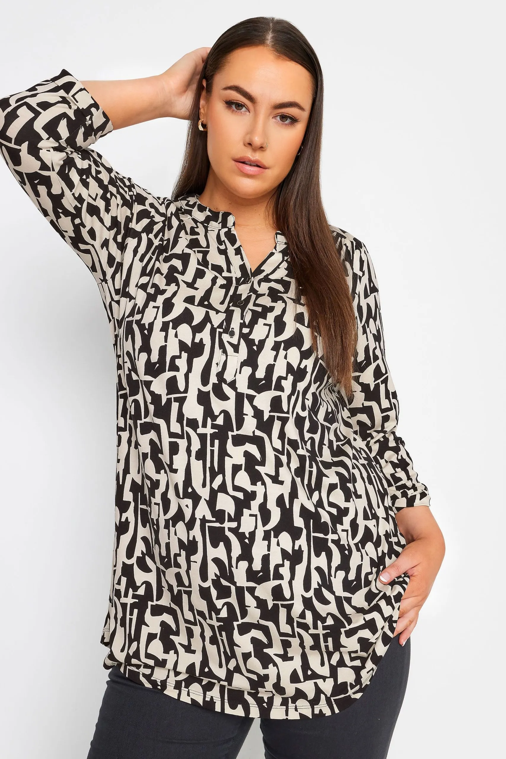 Abstract Print Oversized Shirt