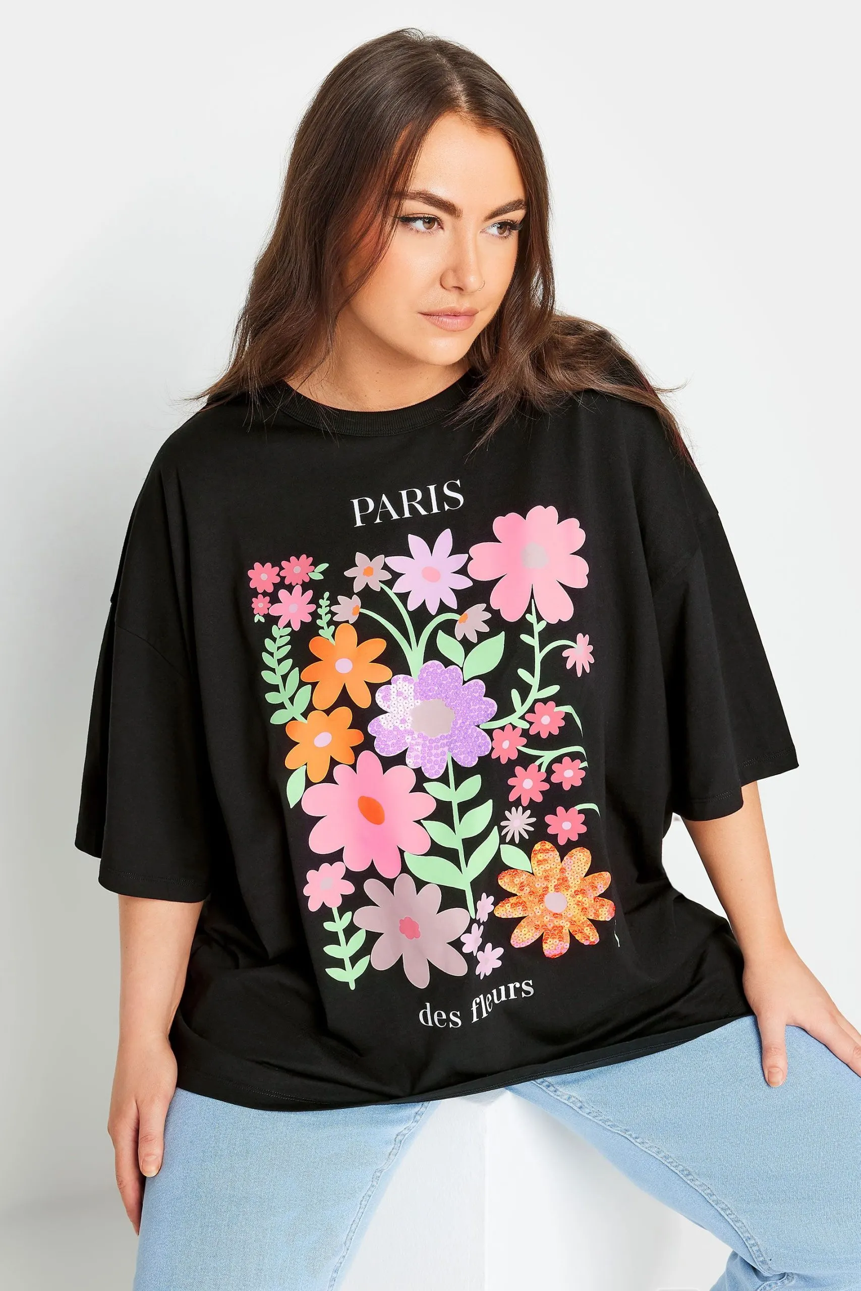 'Paris' Floral Slogan T-Shirt