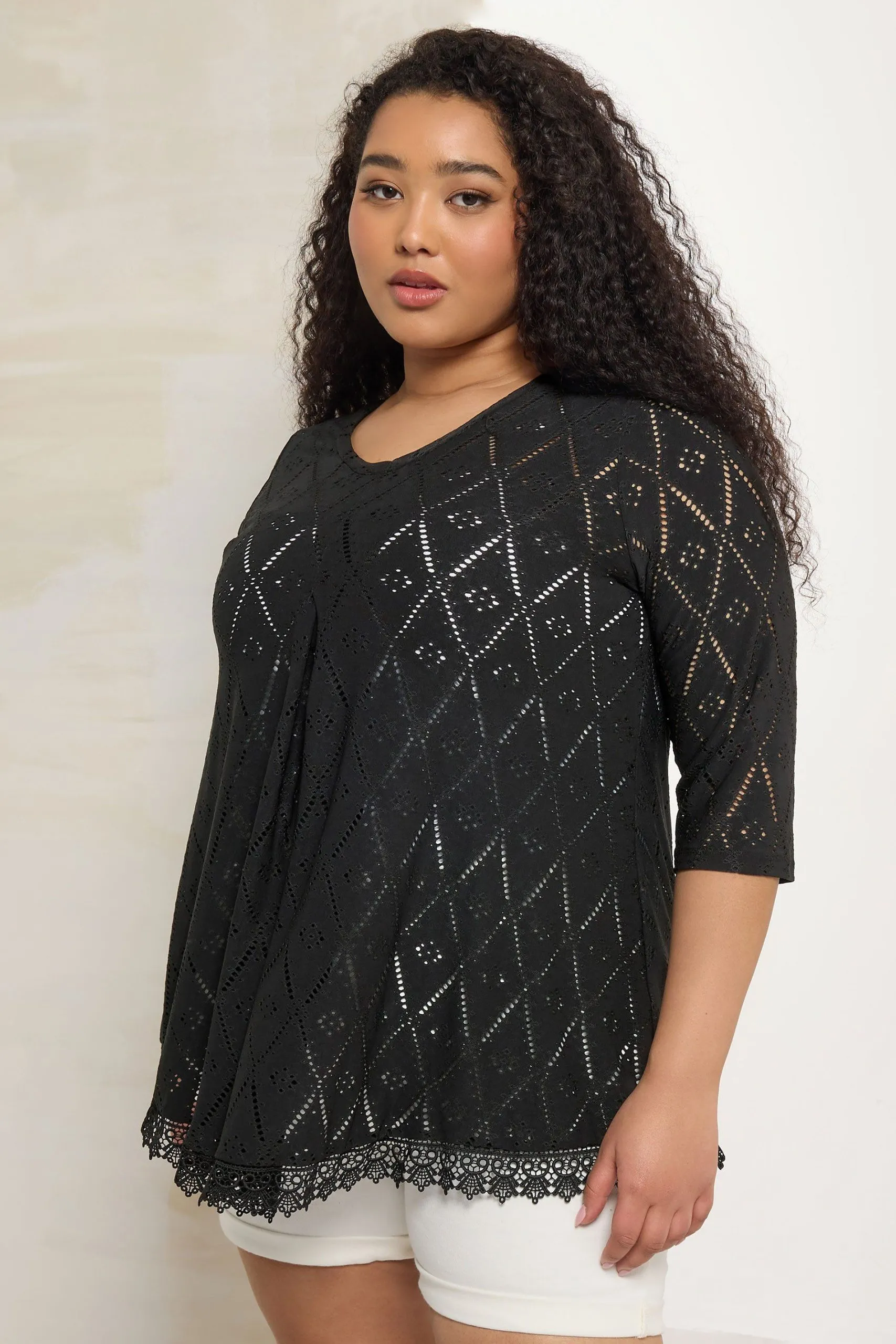 Broderie Anglaise Pleat Front Top