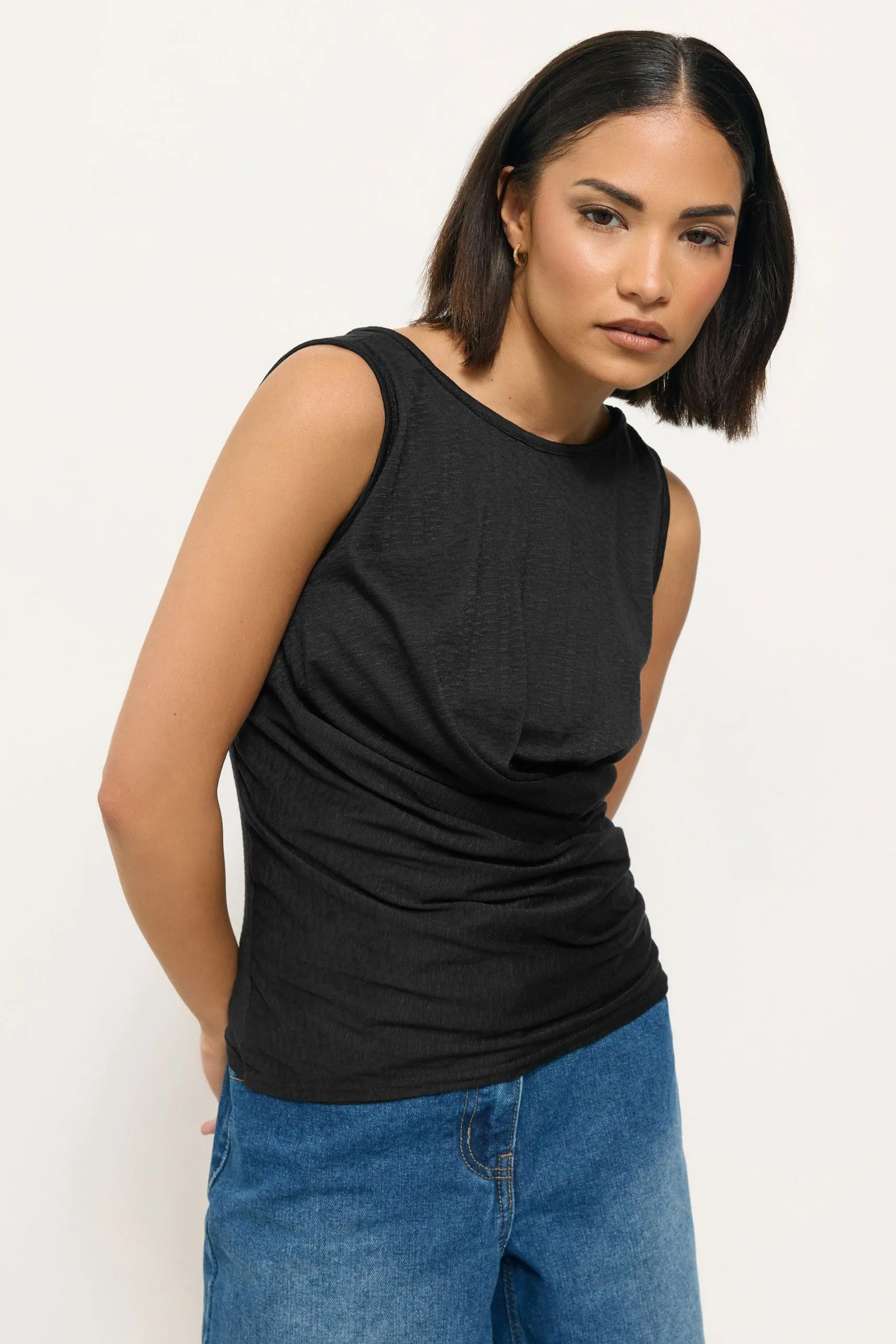 Petite Drape Front Vest Top