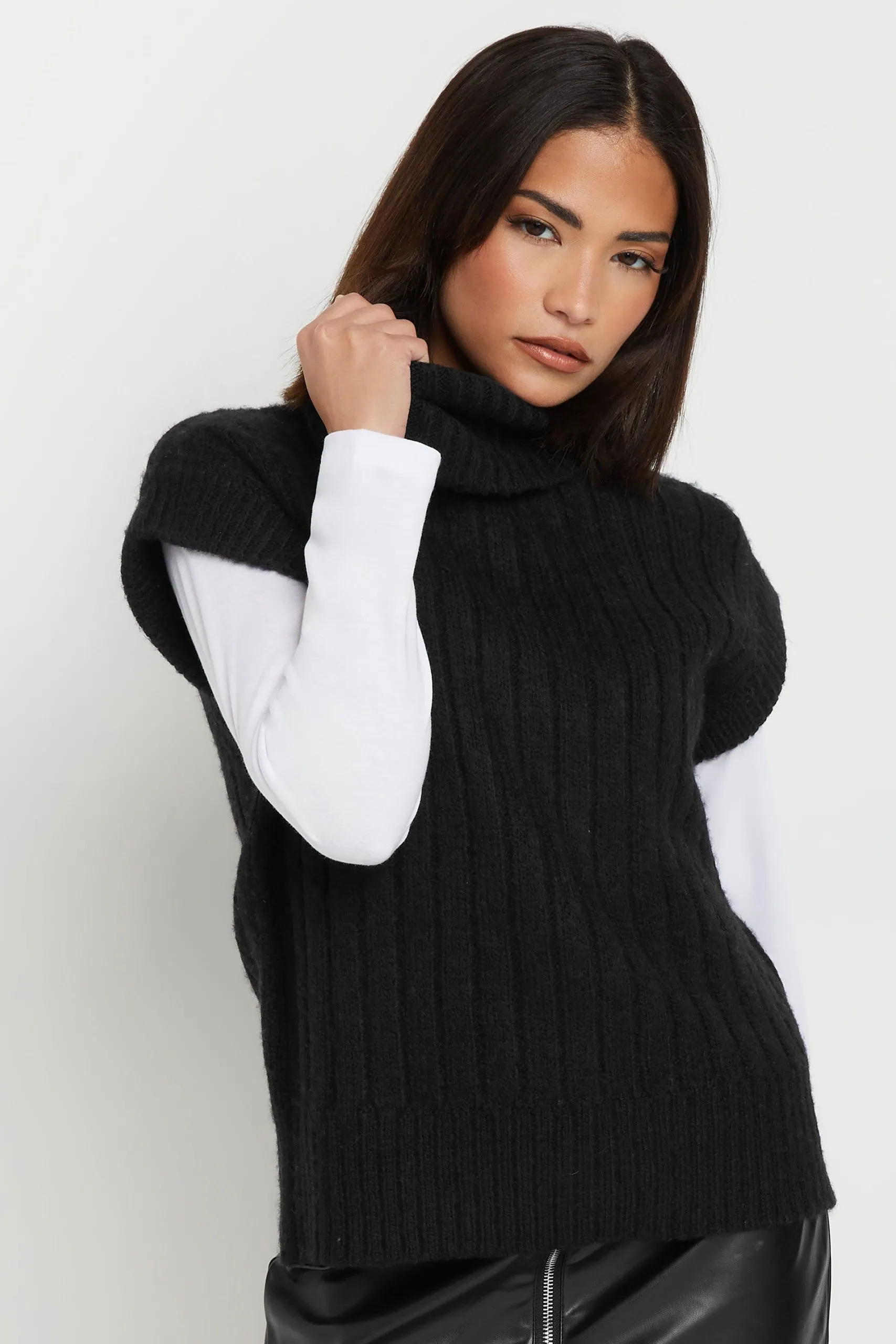 Petite Roll Neck Knitted Top