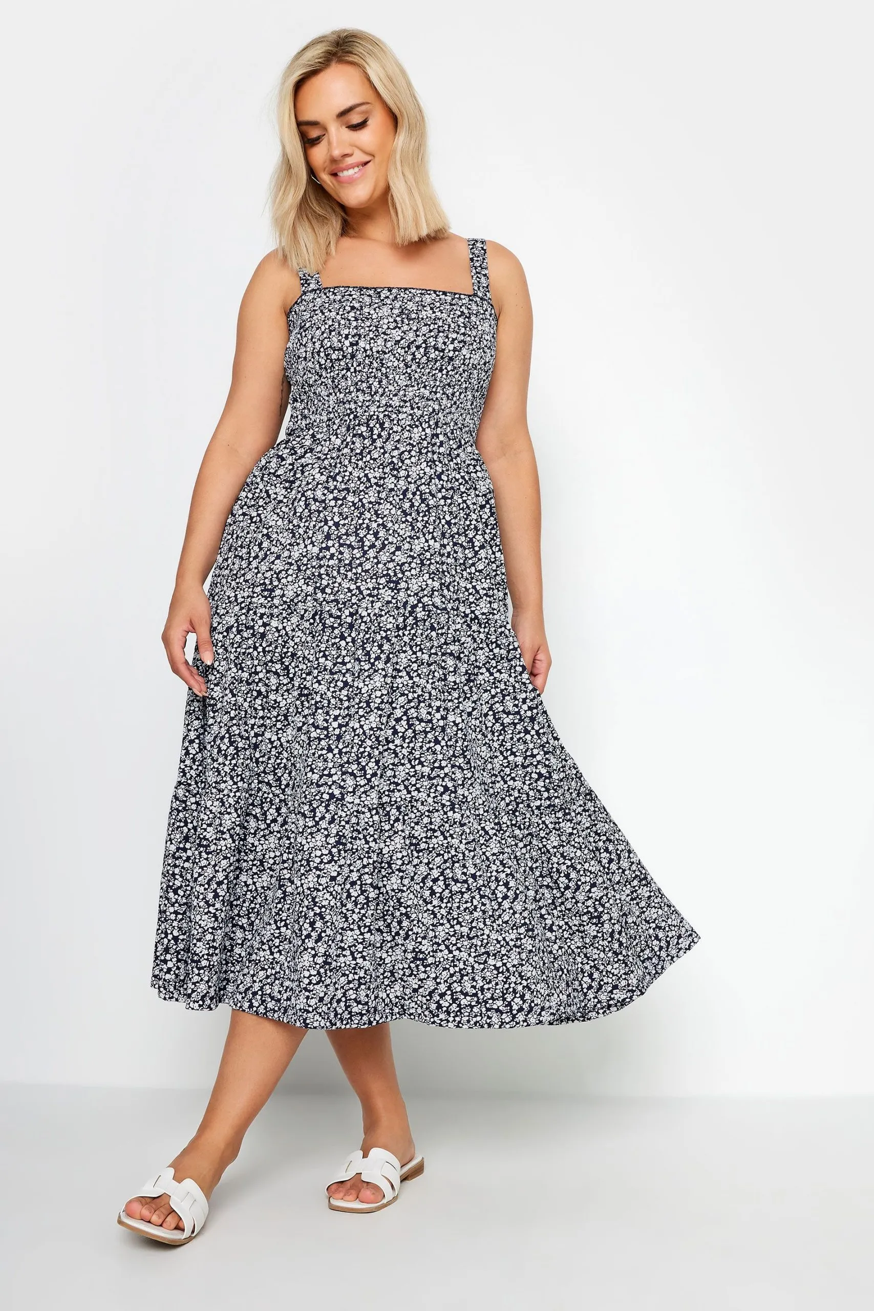 Shirred Midi Dress