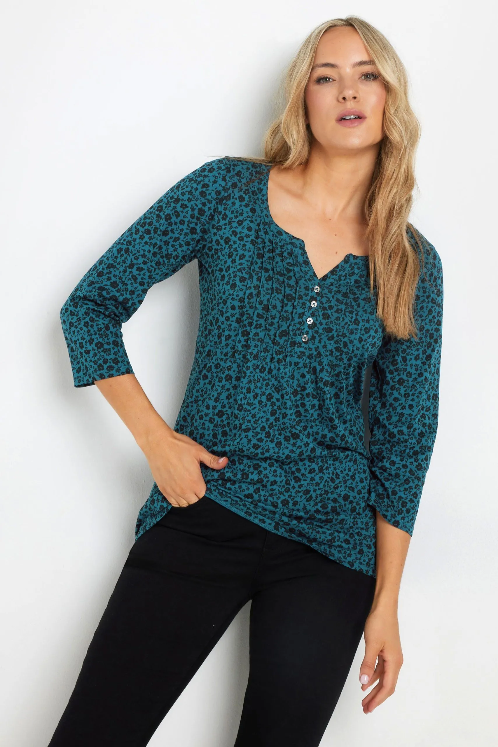 Tall Floral Henley Top