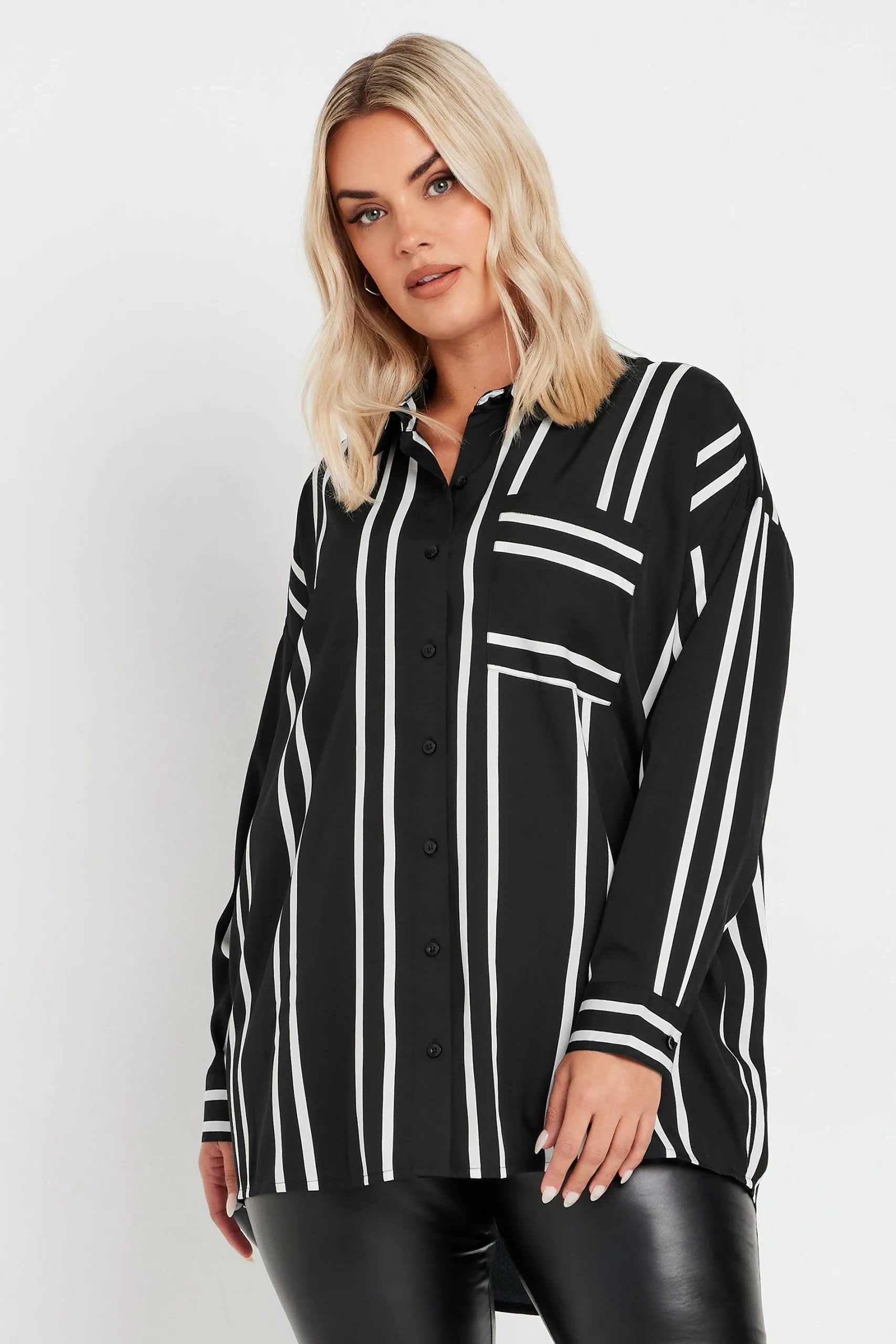 Stripe Print Oversized Shirt
