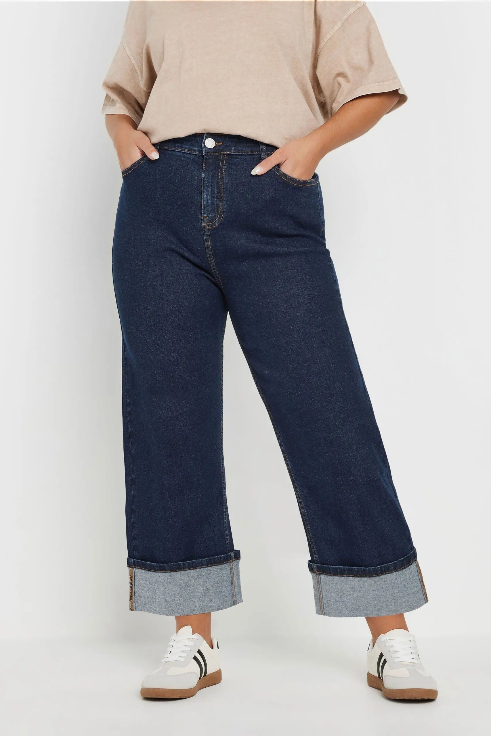 Turn Up Cropped Denim Jeans