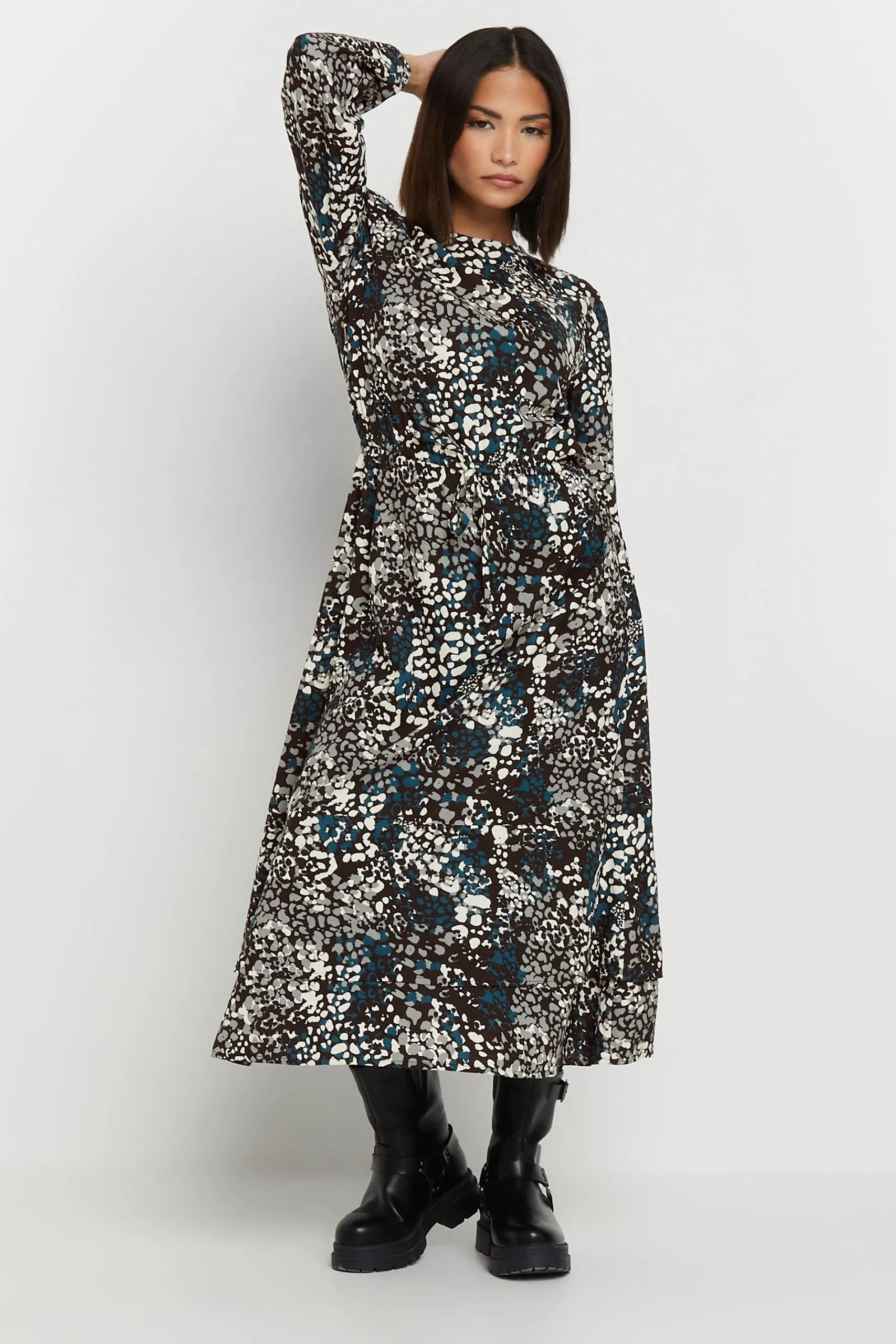 Petite Woven Abstract Midaxi Dress