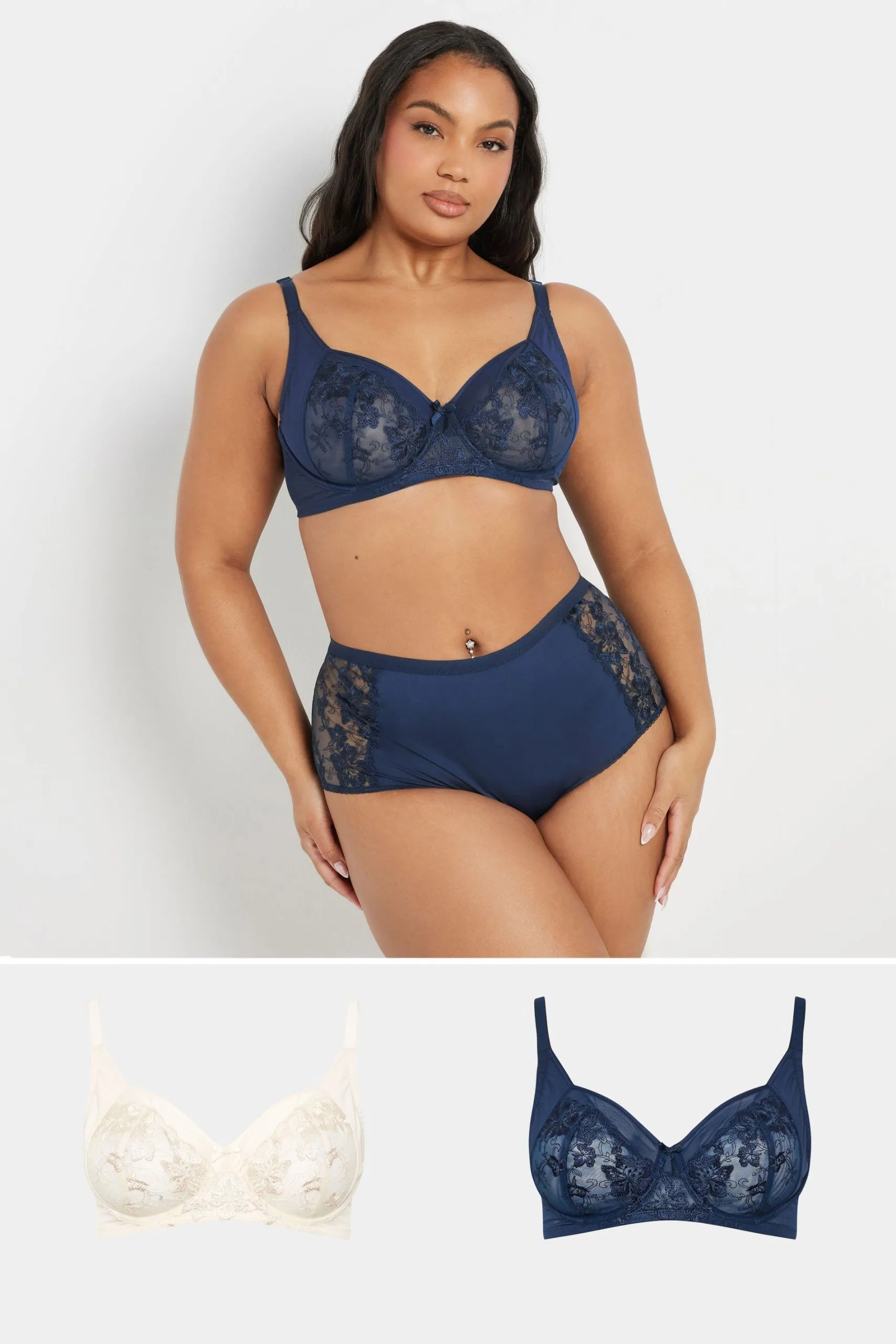 2 Pack Floral Embroidered Underwired Bras