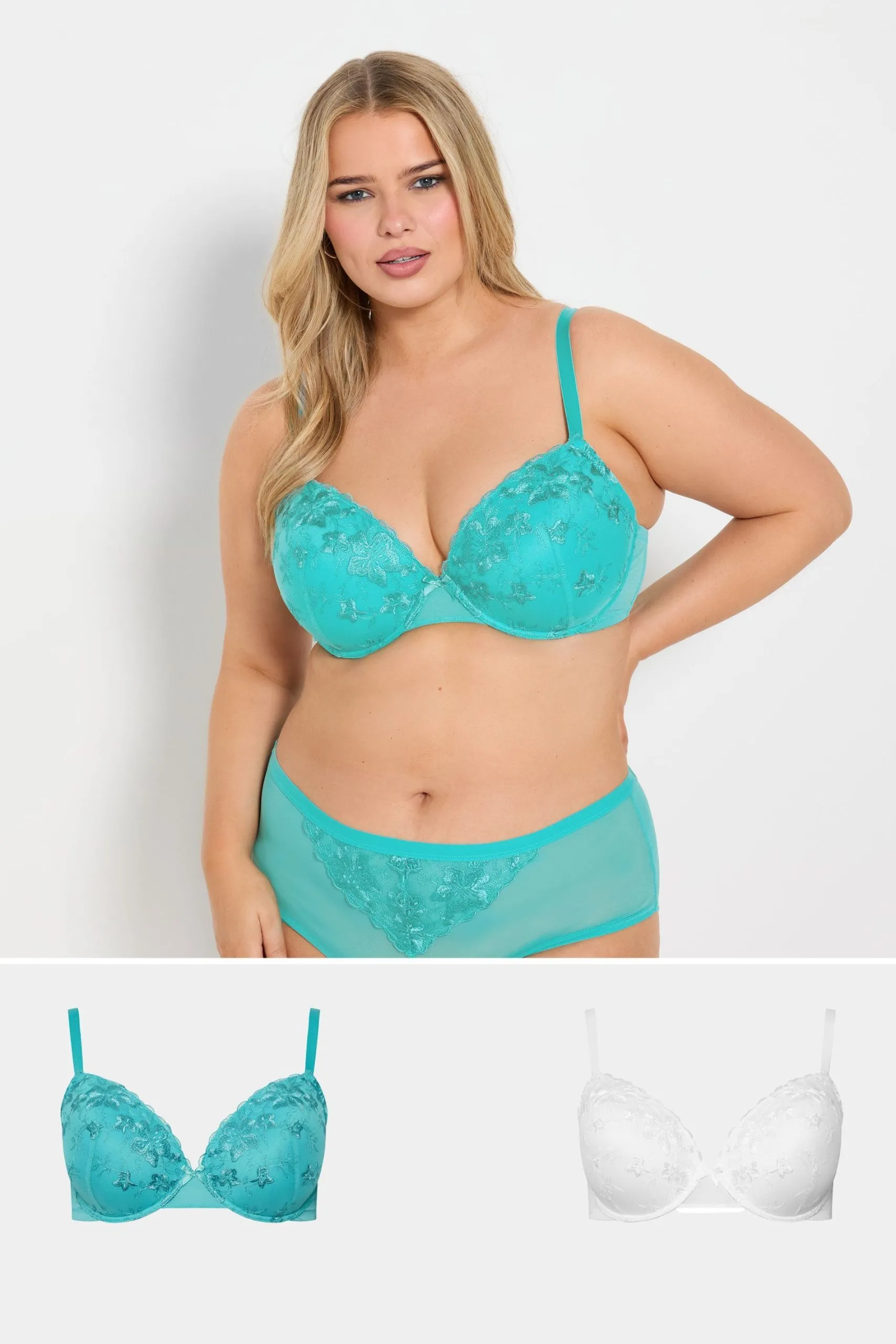 2 Pack Floral Lace Embroidered Padded Bras