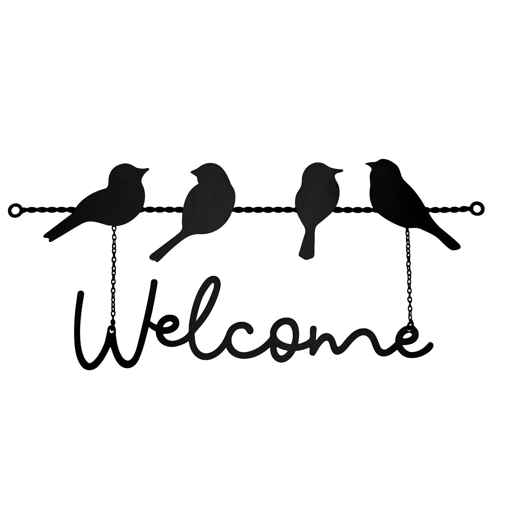 The Collection Metal Garden Plaque with 4 Birds - "Welcome"