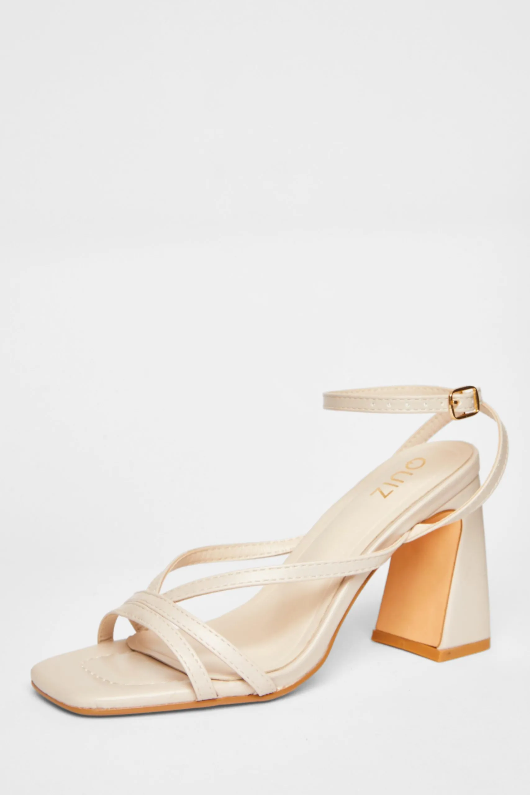 Nude Strappy High Block Heels