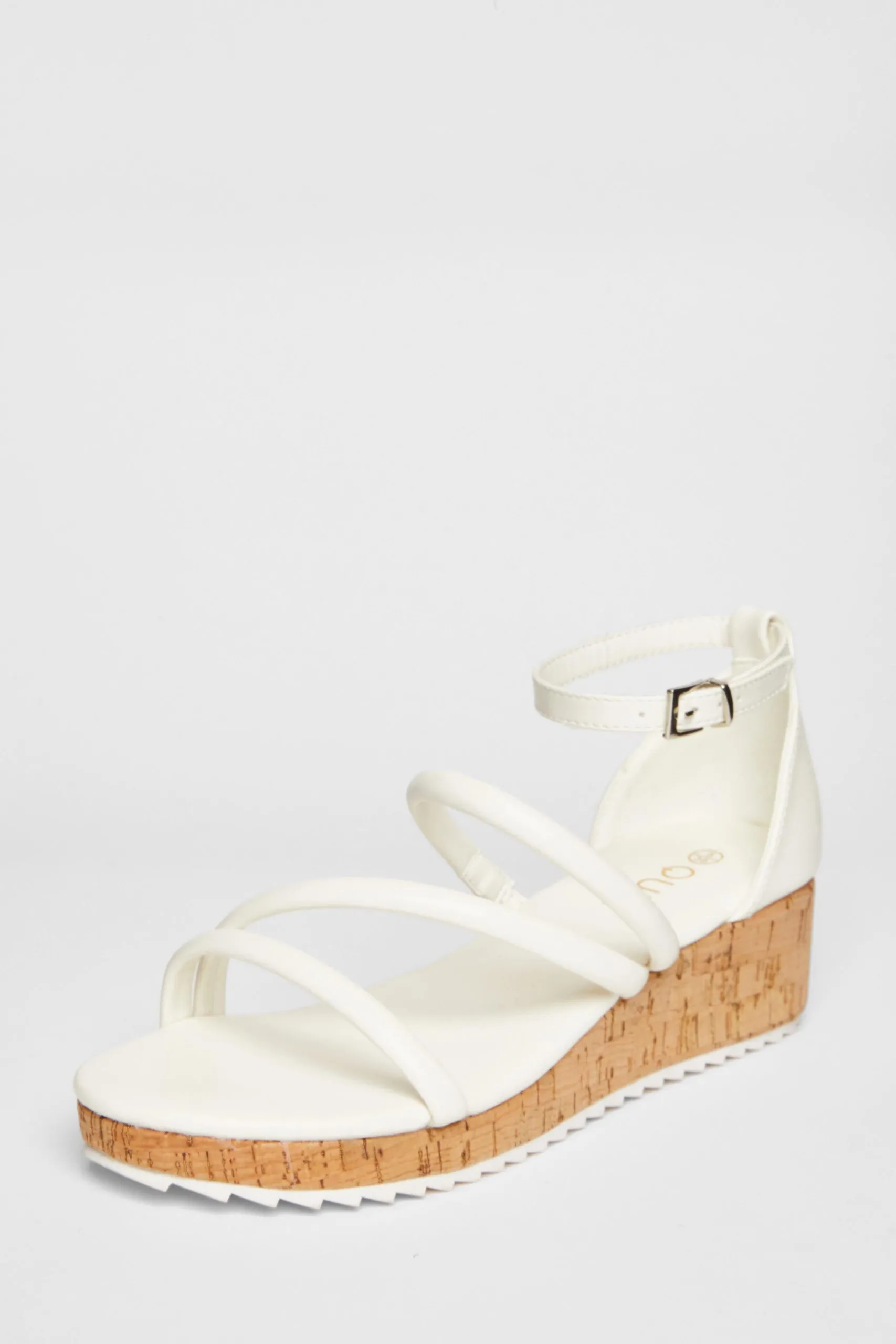 White Strappy Low Wedges