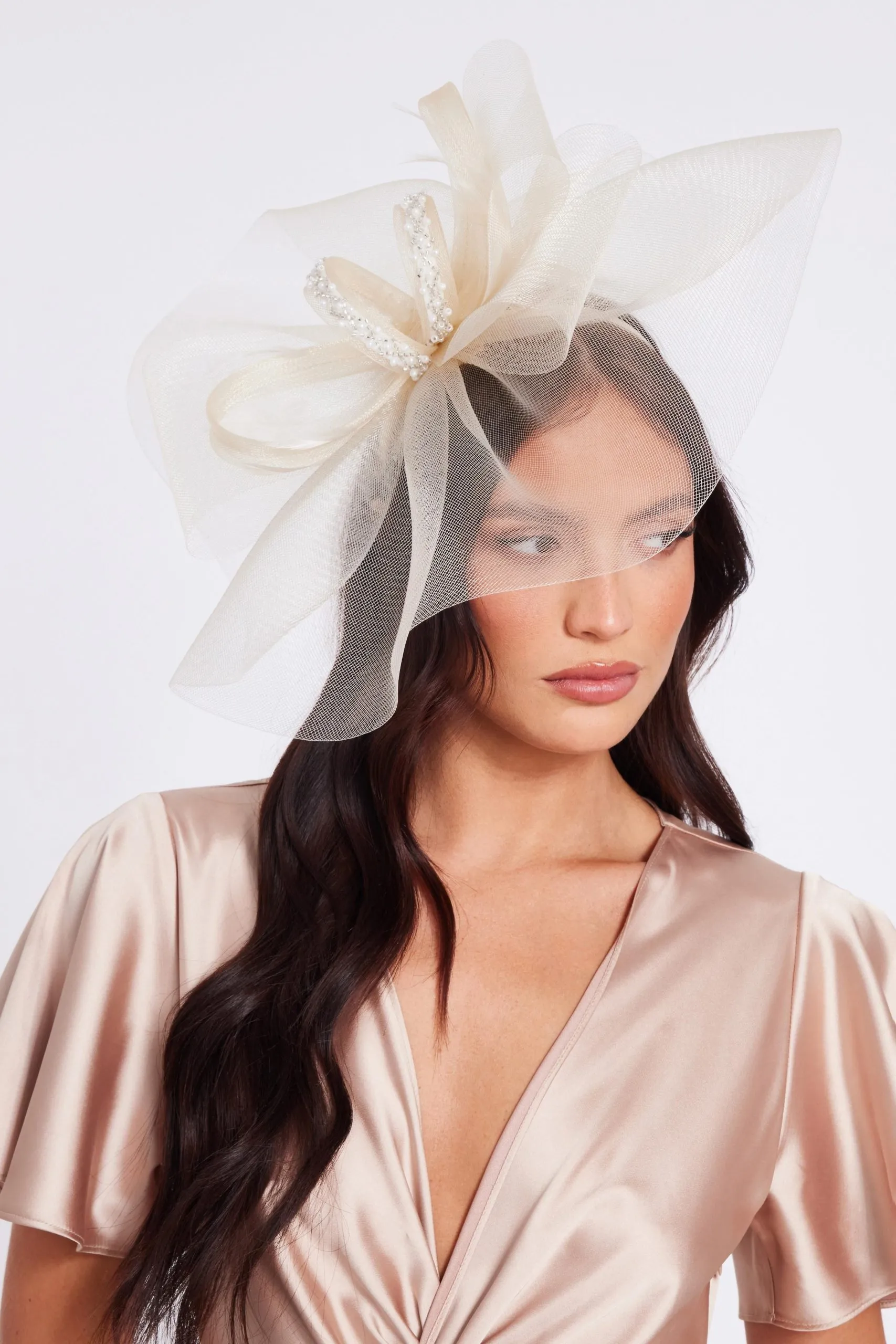 Off White Embellished Headband Fascinator