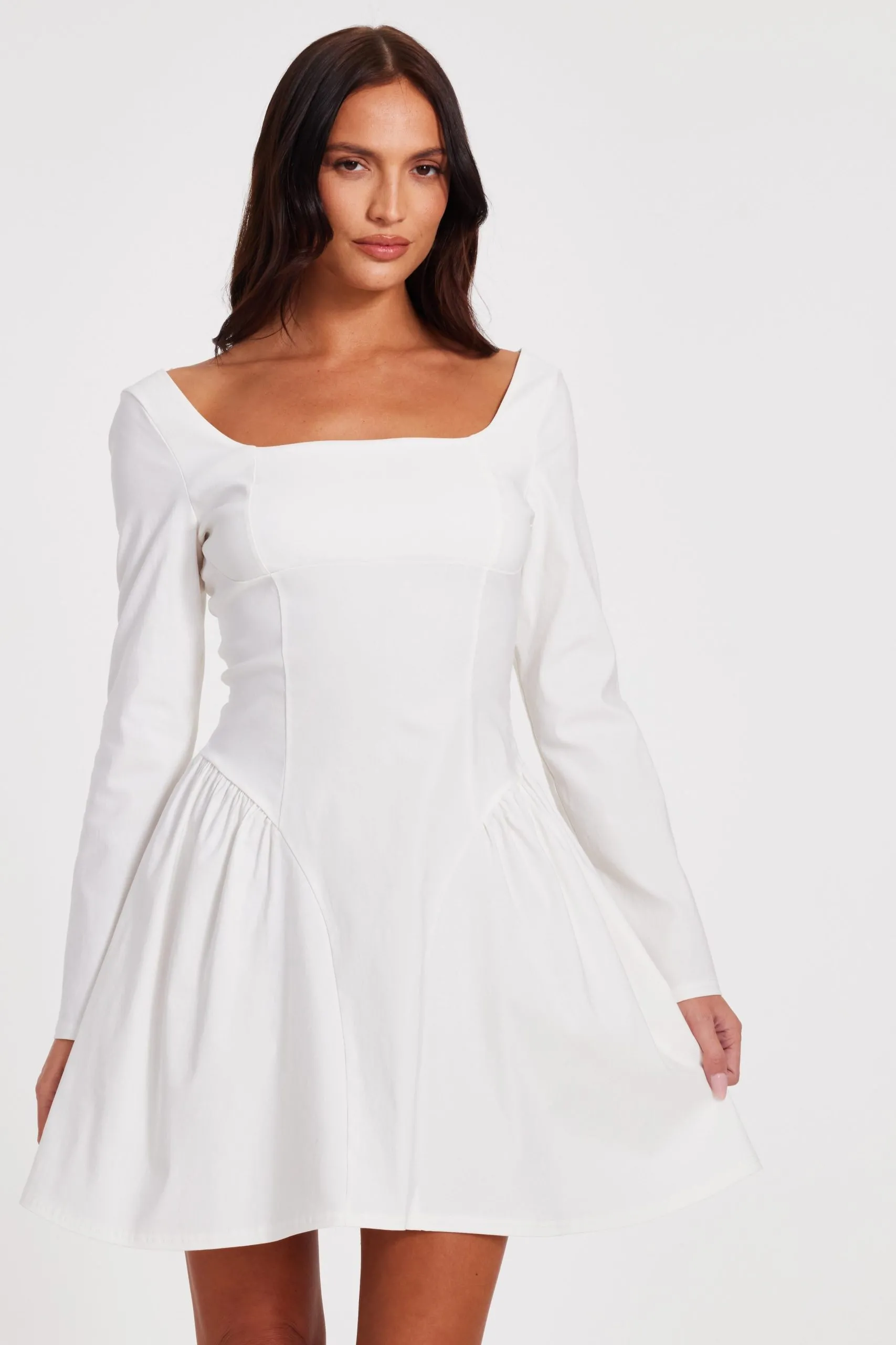 White Bow Back Skater Dress