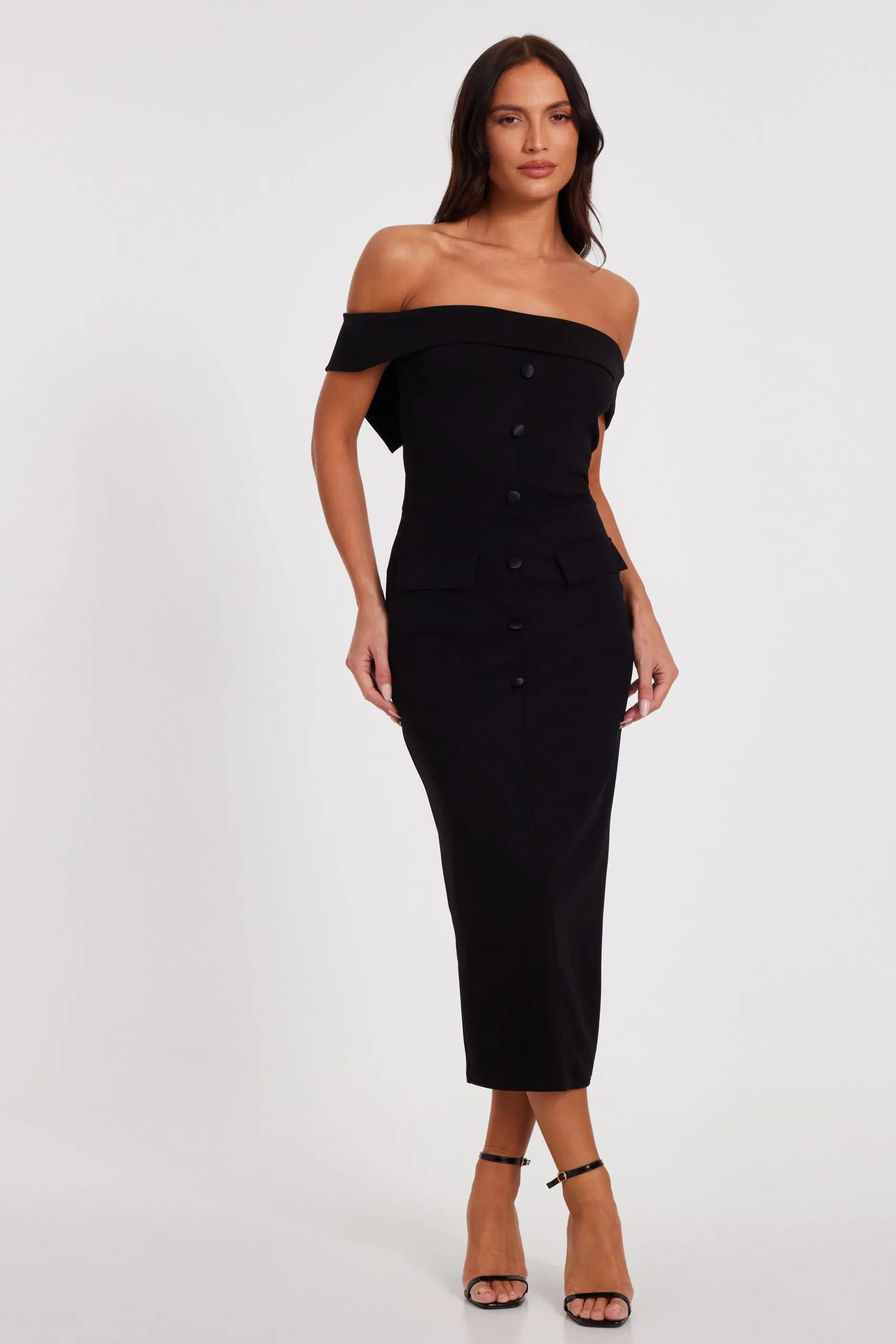 Black Bardot Midaxi Dress