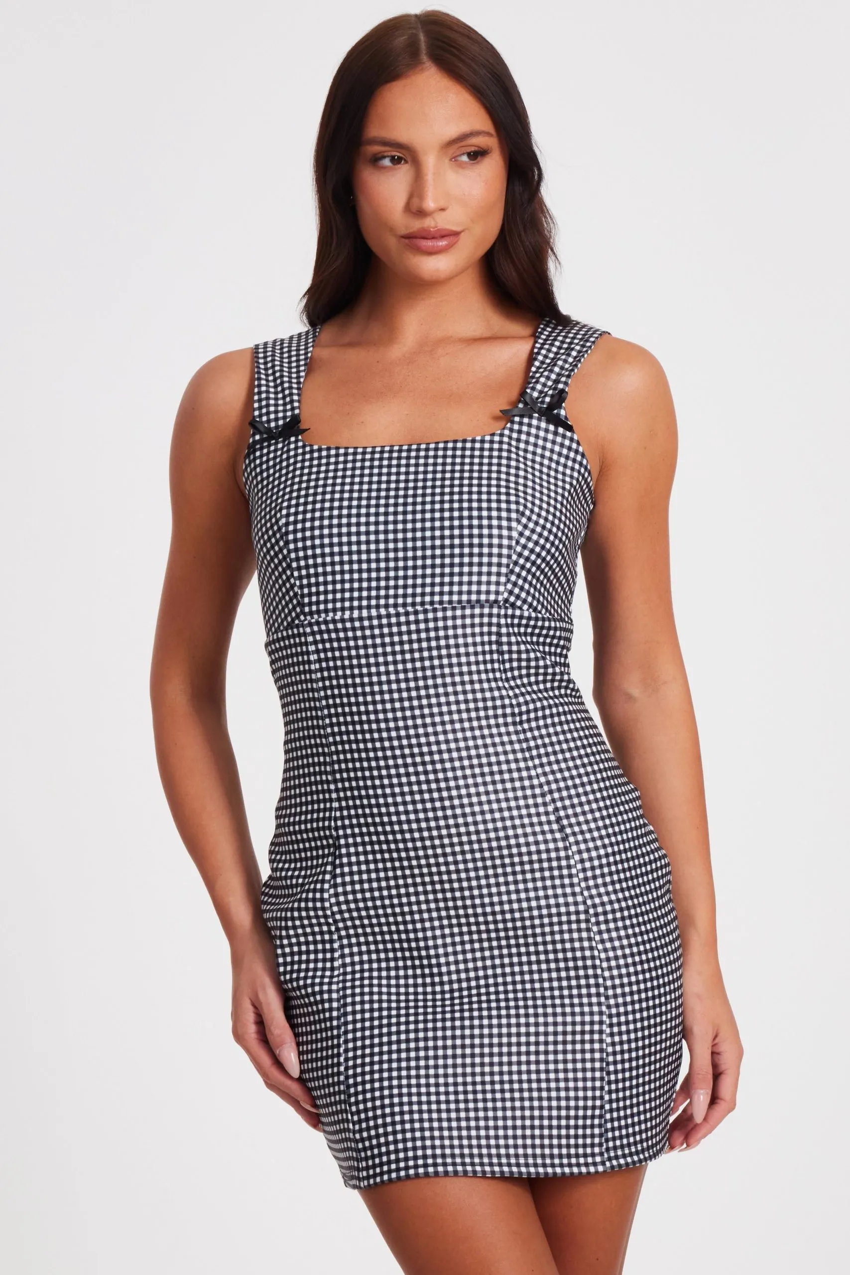 Black Gingham Mini Dress