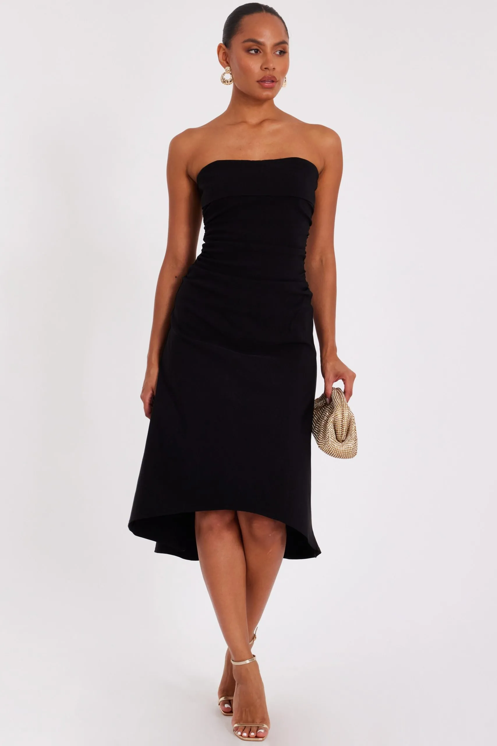 Black Bandeau Midi Dress
