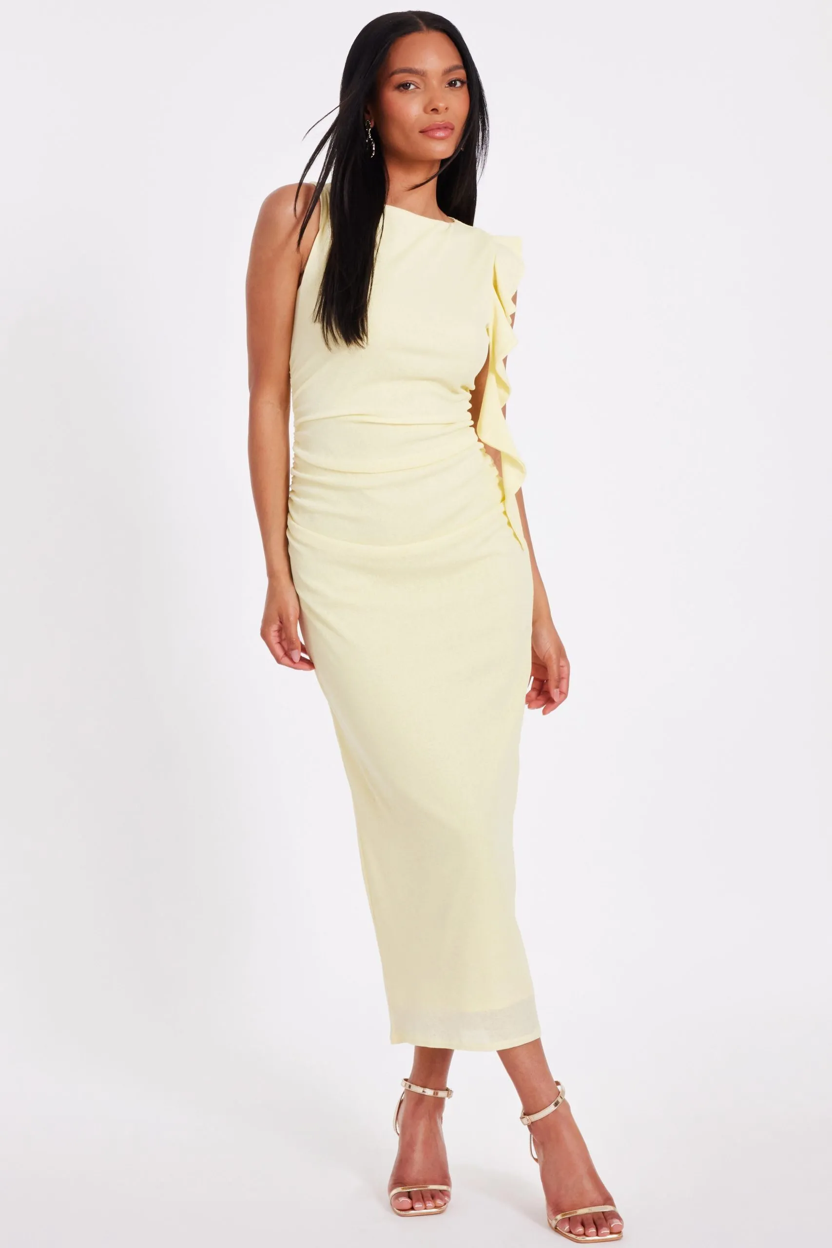 Lemon Frill Midi Dress