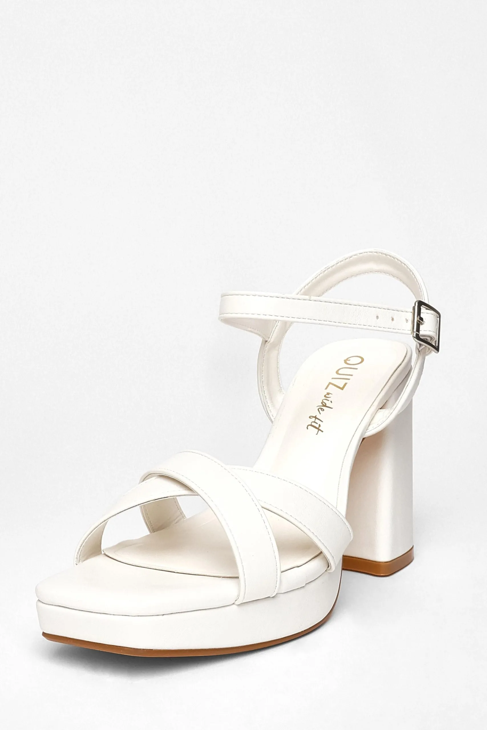 White Wide Fit Platform Heels