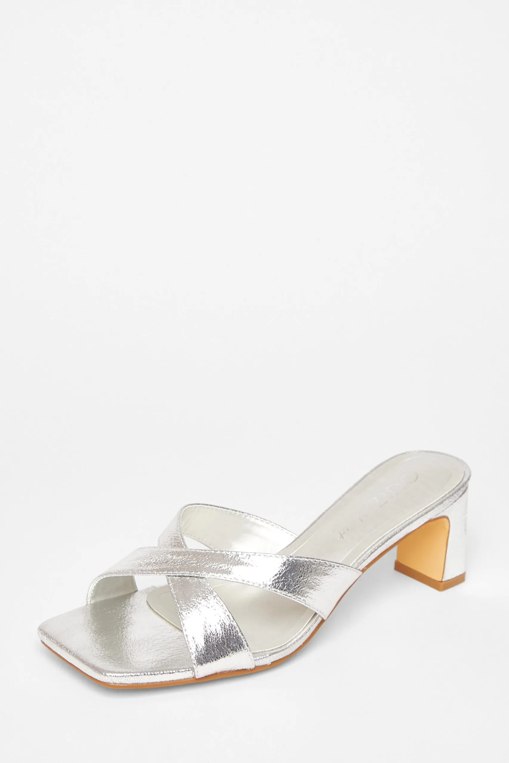 Silver Wide Fit Mule Heels