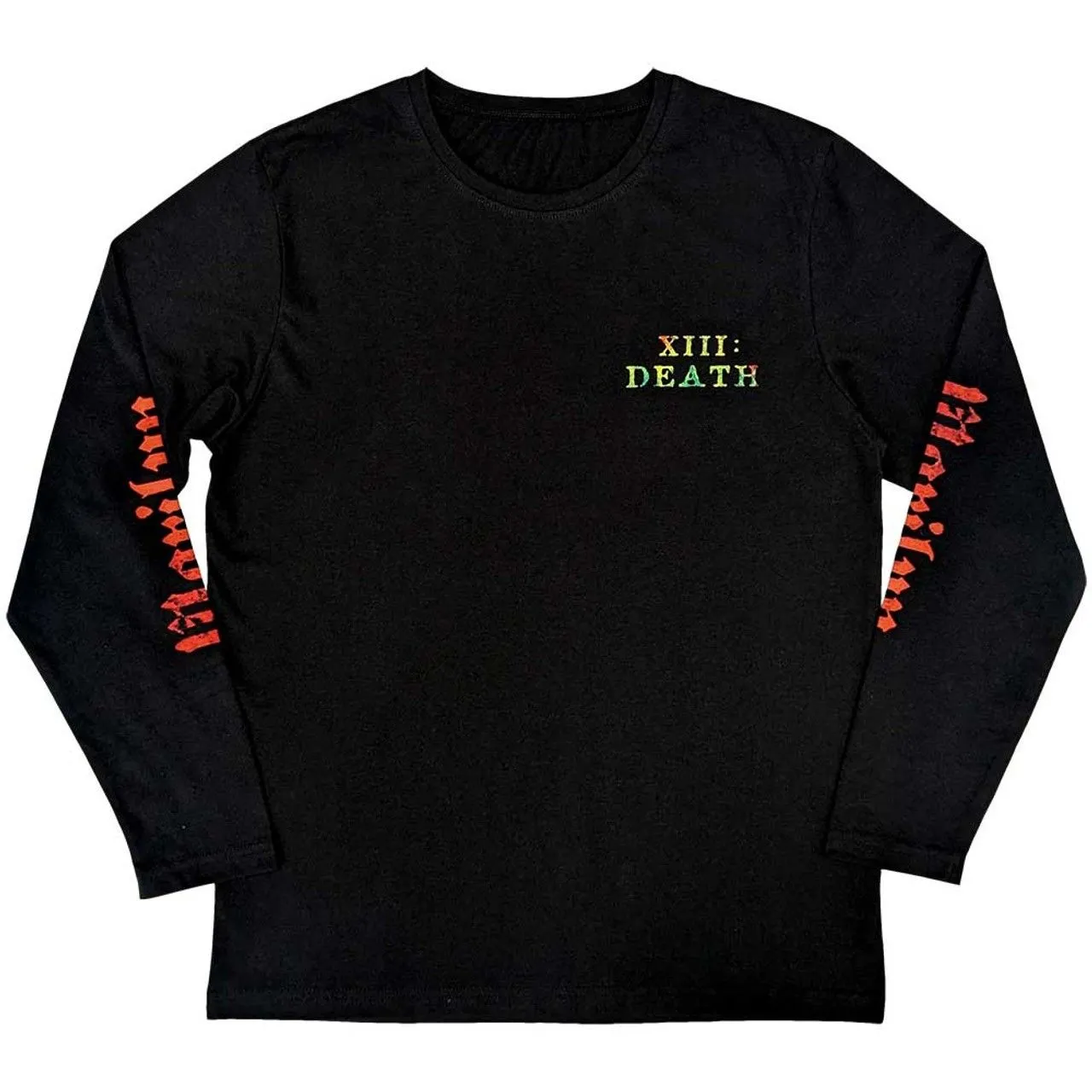 Death Back & Sleeve Print Long-Sleeved T-Shirt